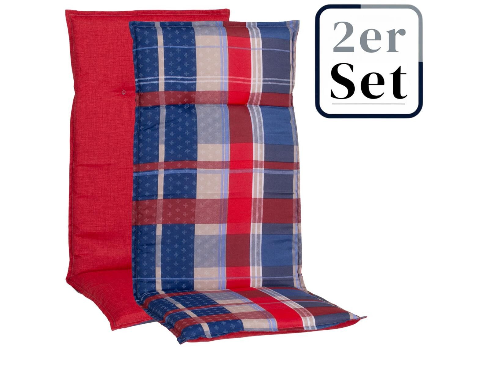 Green Spirit Polsterauflage Auflagen-Serie »Gold Coast« karo rot-blau, (Set, 2 St., 2er Set)