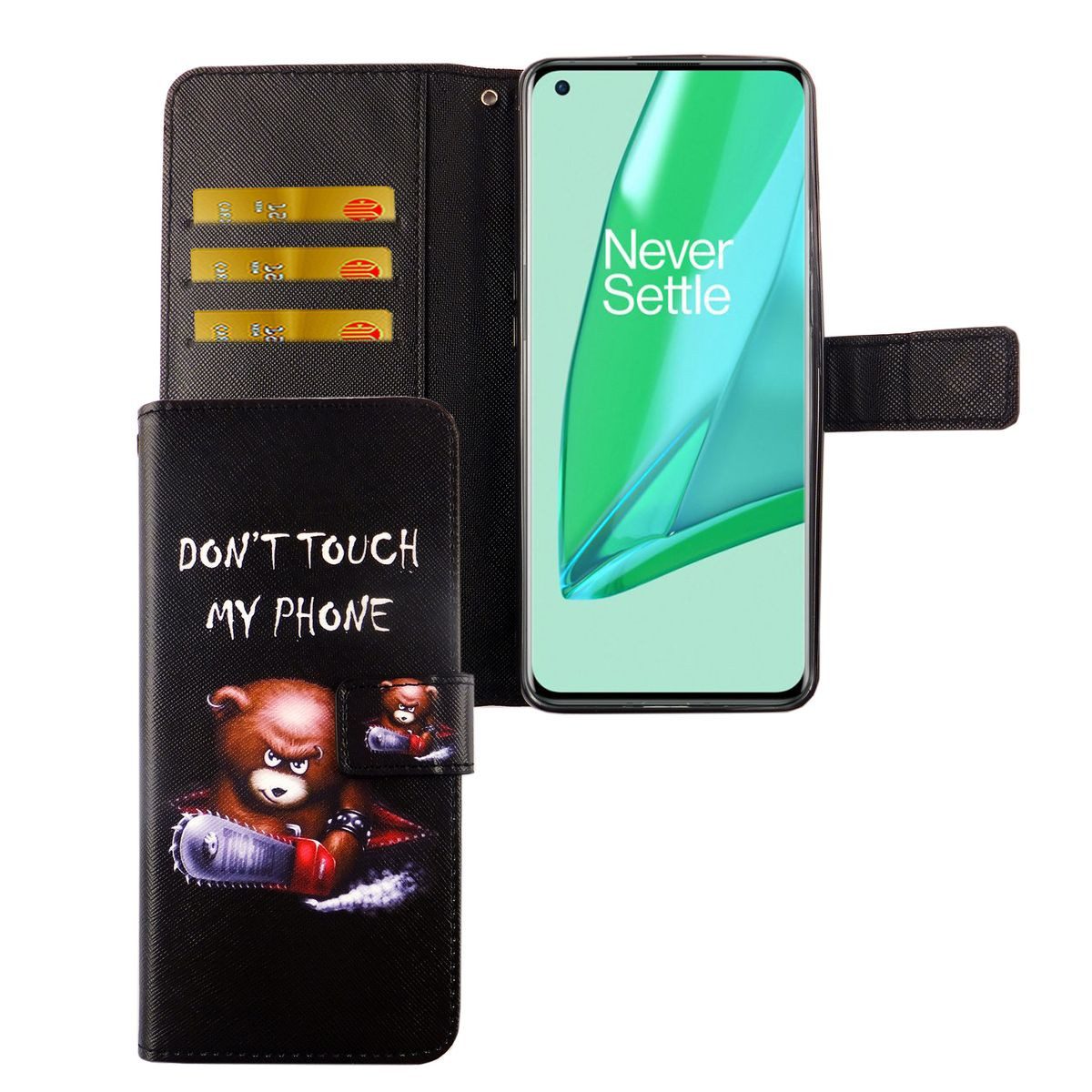 König Design Handyhülle OnePlus 9, OnePlus 9 Handyhülle Bookcover Schwarz