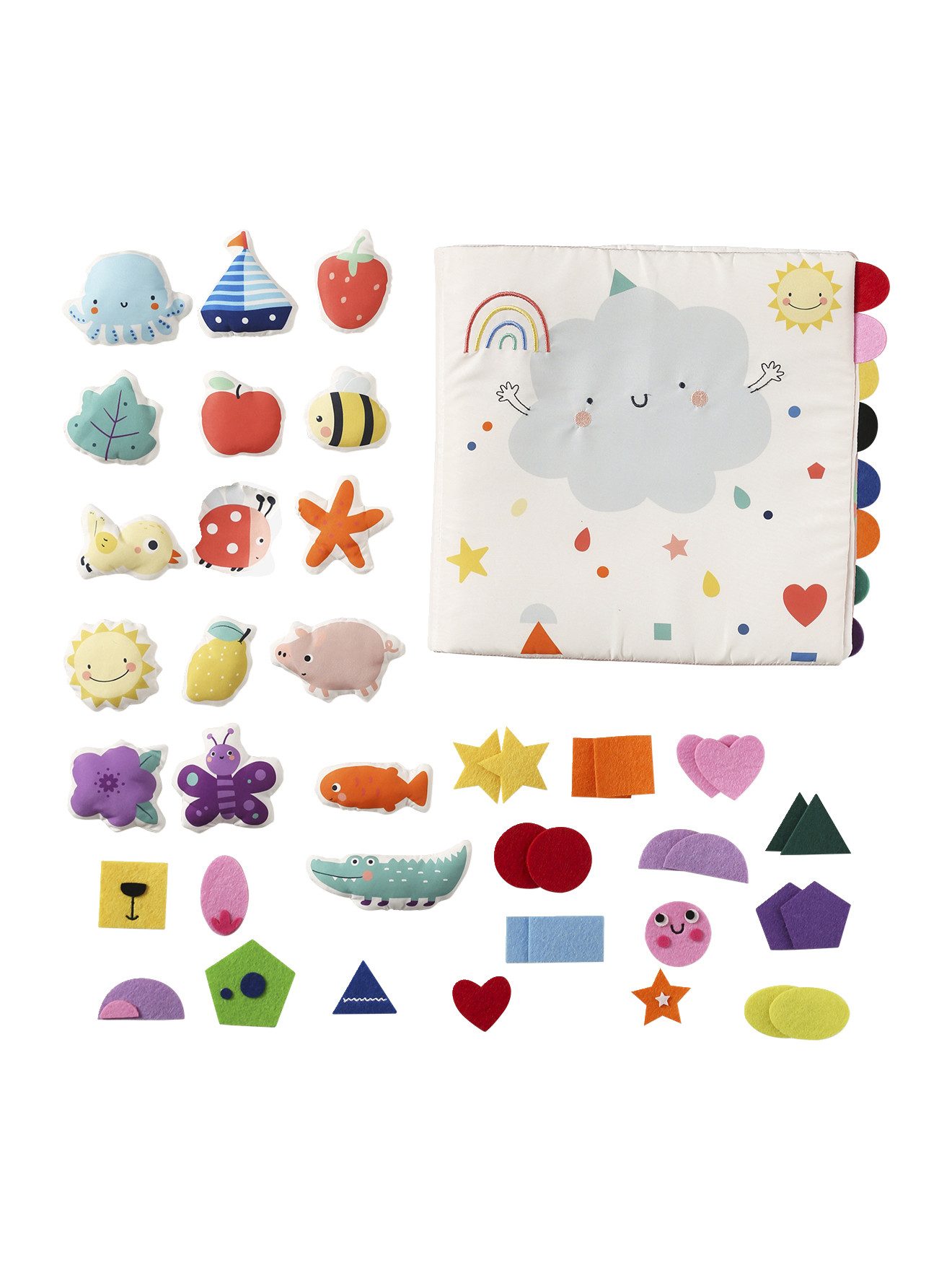 vertbaudet Stoffbuch Baby Activity-Stoffbuch, Farben und Formen