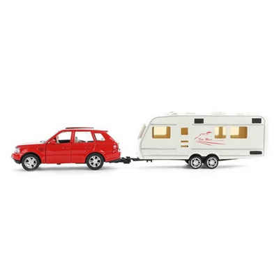 Toi-Toys Spielzeug-Auto Metal World - Spielzeugauto mit Wohnwagen (Maßstab: 1:48), mit Rückzugmotor