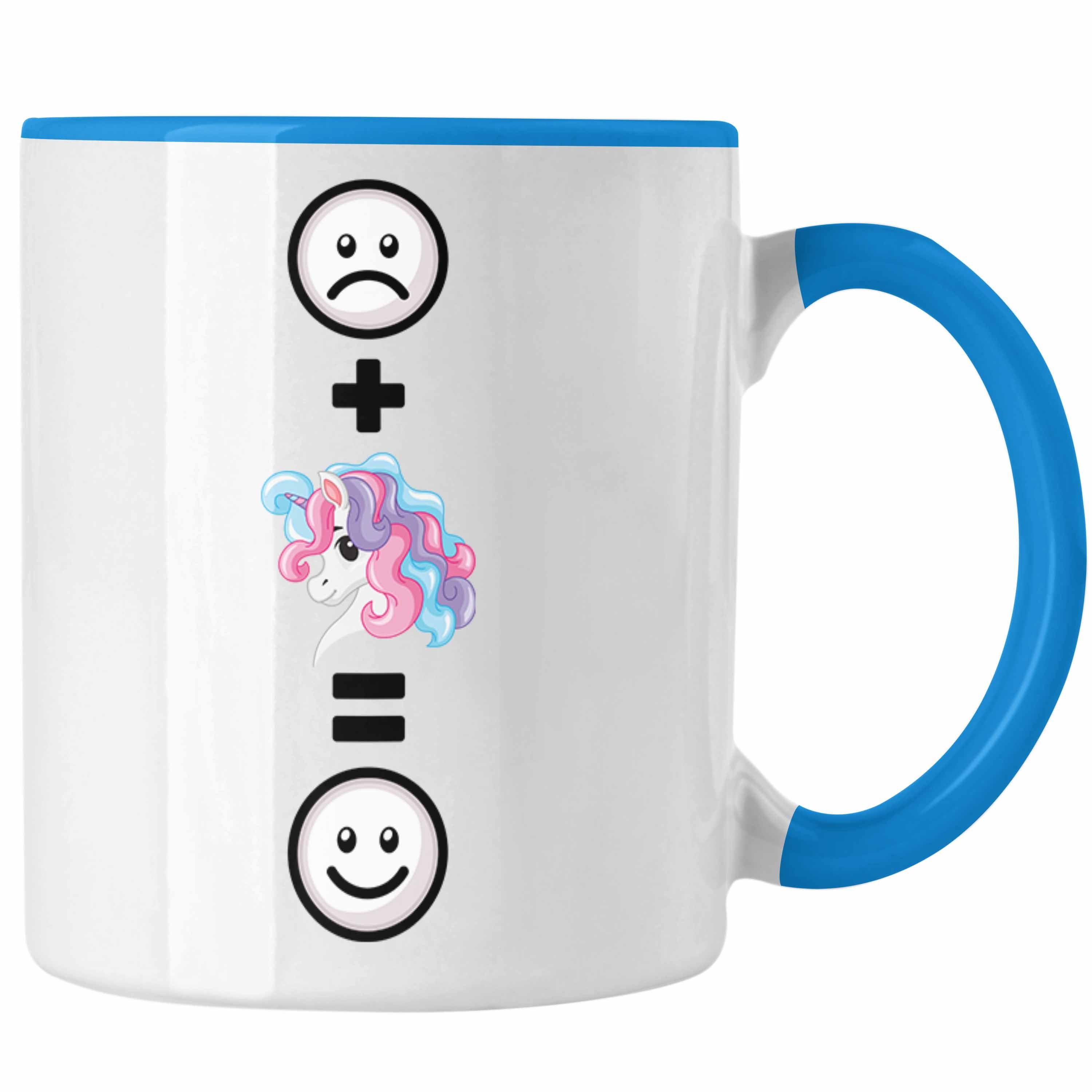 Tasse Trendation Blau Einhornfans Geschenk für Tasse Frauen :(Einhorn) Lusti Einhorn