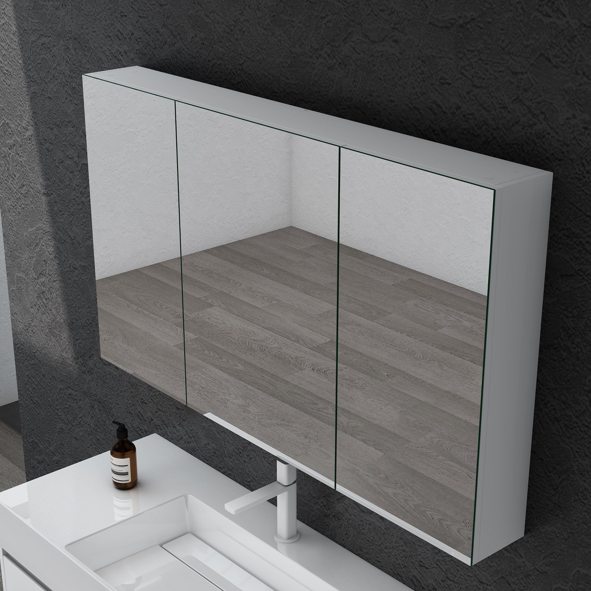 doporro matt Badezimmerspiegelschrank Wandchrank weiß Badezimmer Aufbewahrungsschrank Spiegelschrank02