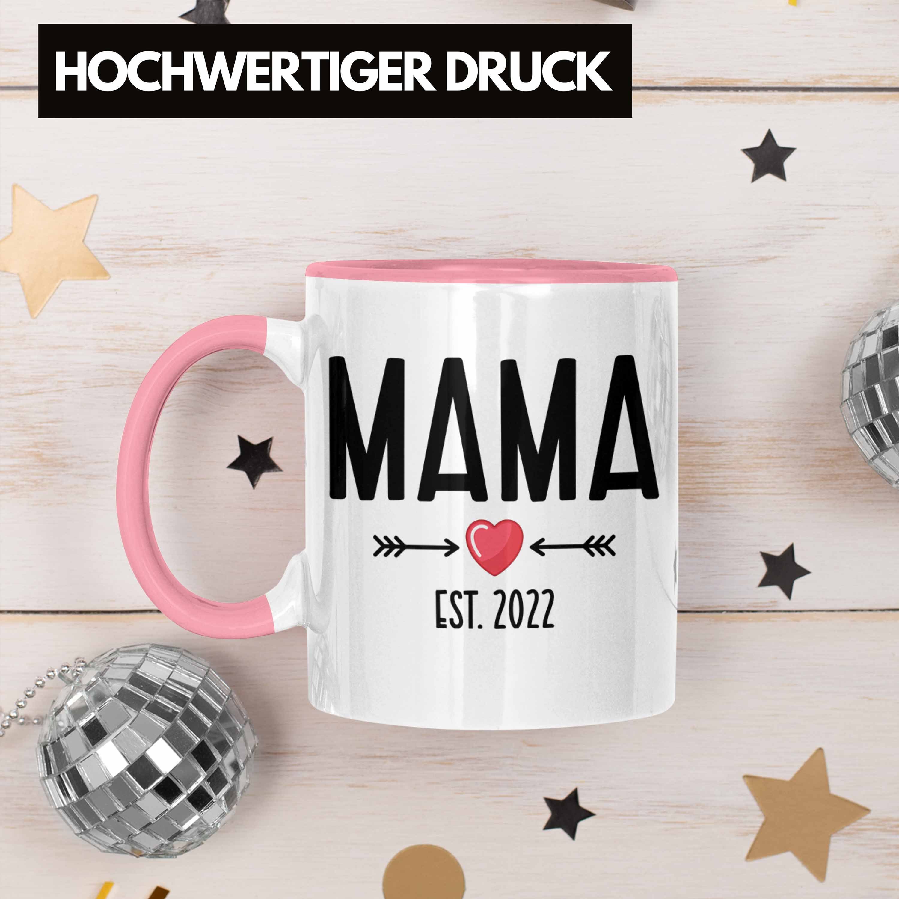 Trendation Tasse Trendation - Du 2022 Schwangerschaft Mutter Mama Geschenk Mutter Wirst Rosa Überraschung Kaffeetasse Verkünden Baby 2022 Tasse