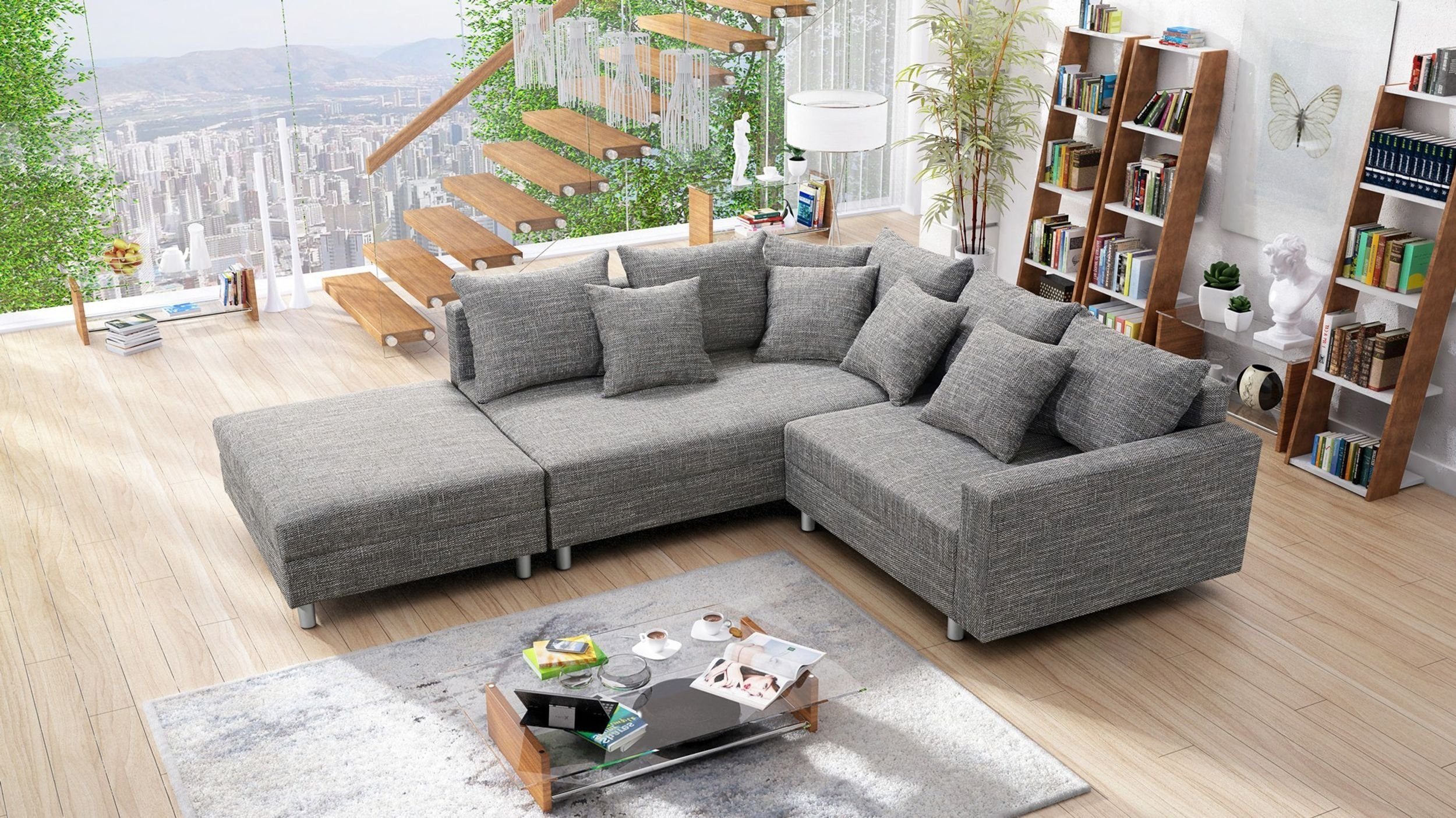Küchen-Preisbombe Sofa Wohnlandschaft Couch Ecksofa Eckcouch Gewebestoff he günstig online kaufen