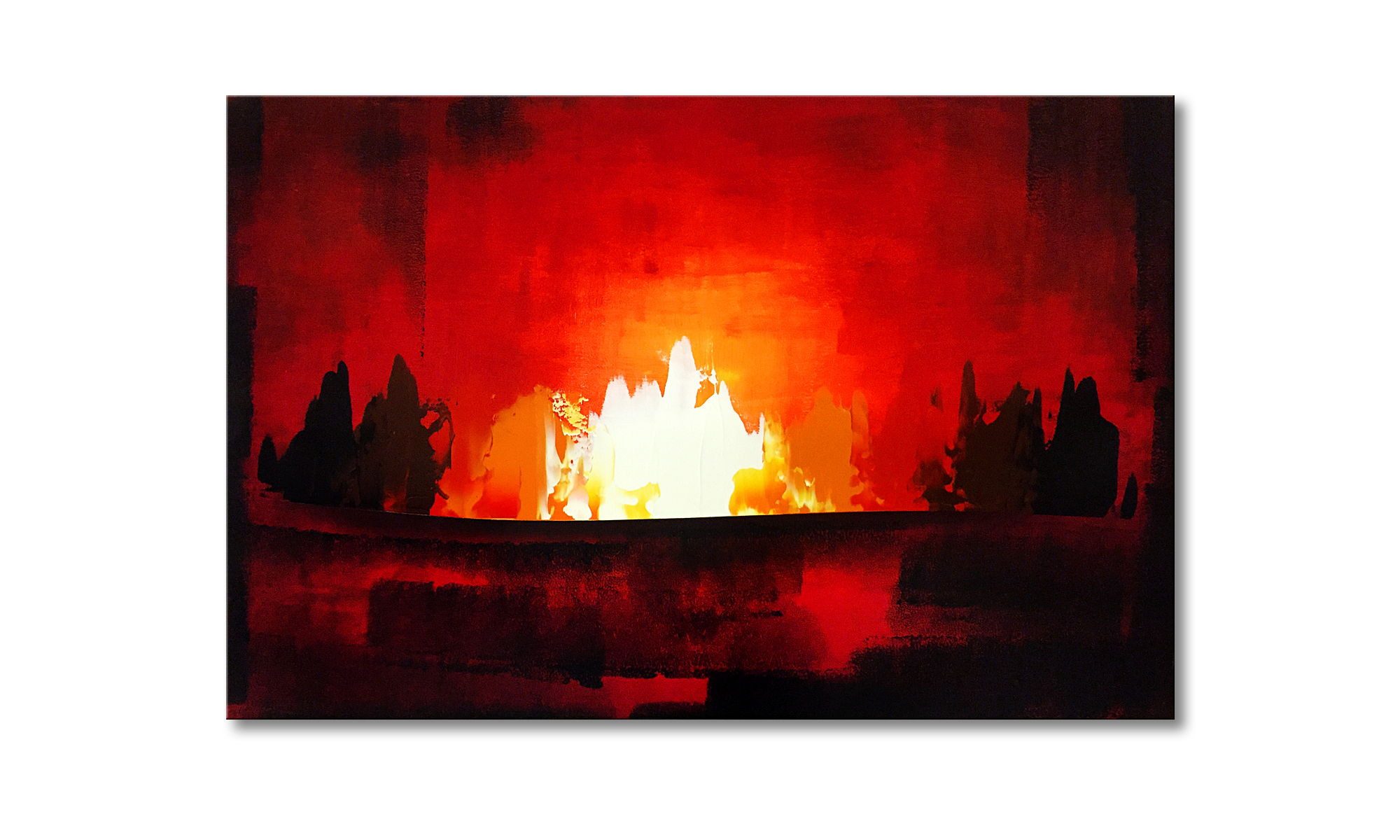 WandbilderXXL Gemälde Hellfire 120 x 80 cm, Abstraktes Gemälde, handgemaltes Unikat