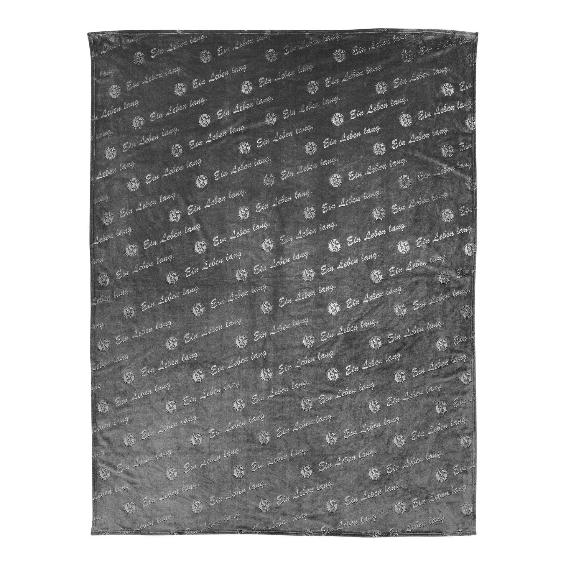 Wohndecke FC Schalke 04 Fleecedecke Allover Anthrazit 150x200cm 100% Polyester, FC Schalke 04