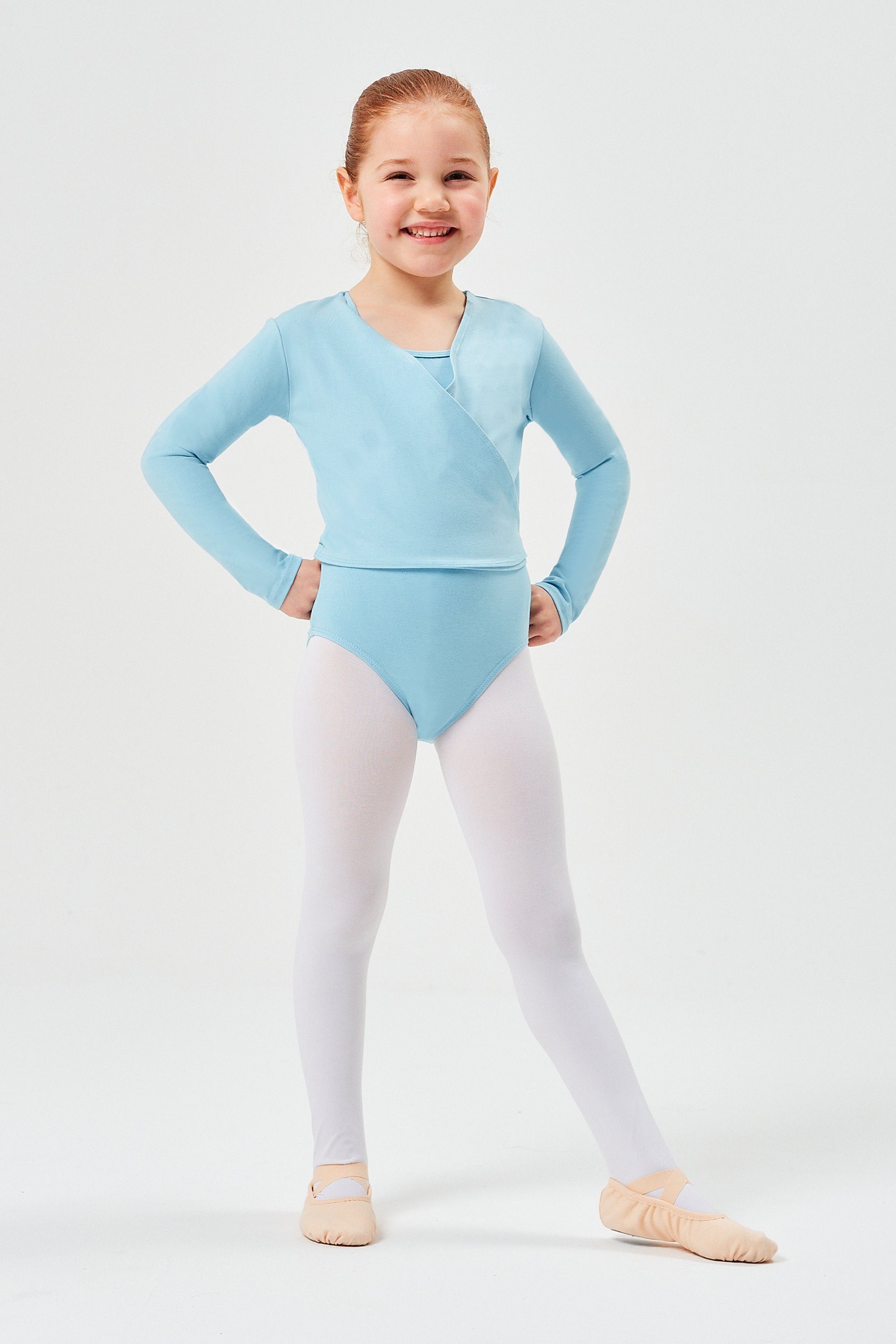 tanzmuster Sweatjacke Ballett Wickelacke Mandy aus weicher Baumwolle Ballettjacke für Mädchen – Bild 3 von 5