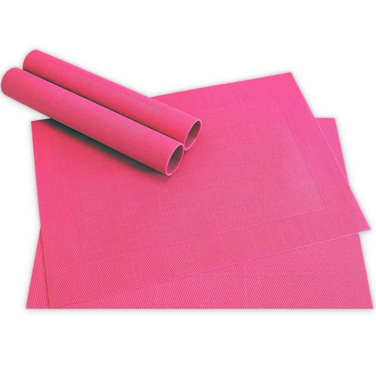 matches21 HOME & HOBBY Platzset Tischsets BORDA 4er Set Pink als Tischuntersetzer, (4-St), Abwaschbare Platzsets als Tischunterlagen für Ess-Tisch Tisch-Deko