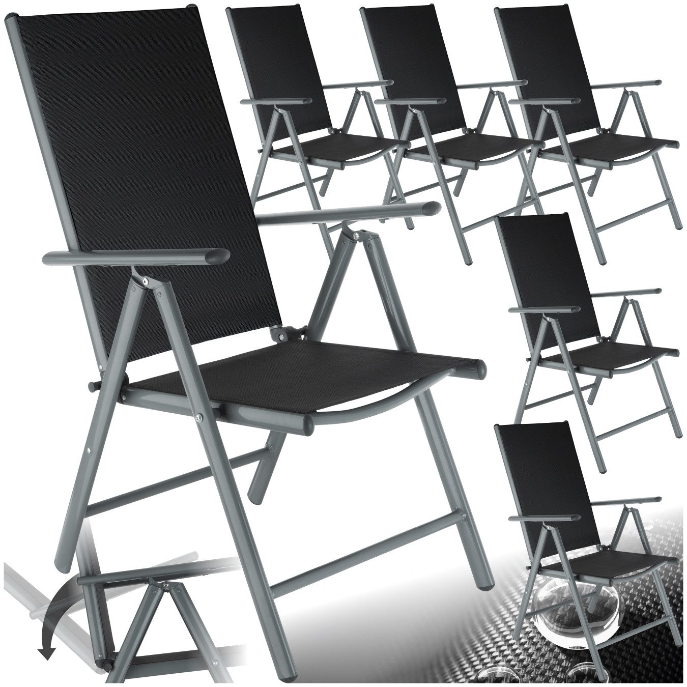 tectake Gartenstuhl Marilena (Set., 6 St), Klappbar, Synthetisches Netzgewe günstig online kaufen