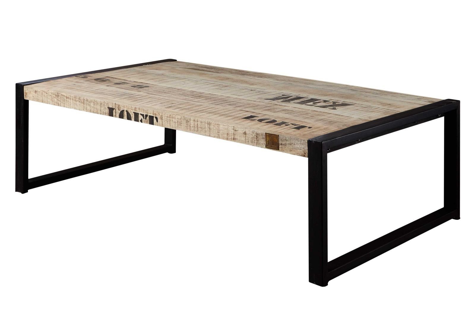 Massivmoebel24 Couchtisch FACTORY (Couchtisch Mango 140x80x40 natur bedruckt FACTORY #111), Couchtisch Mango 140x80x40 natur bedruckt FACTORY #111