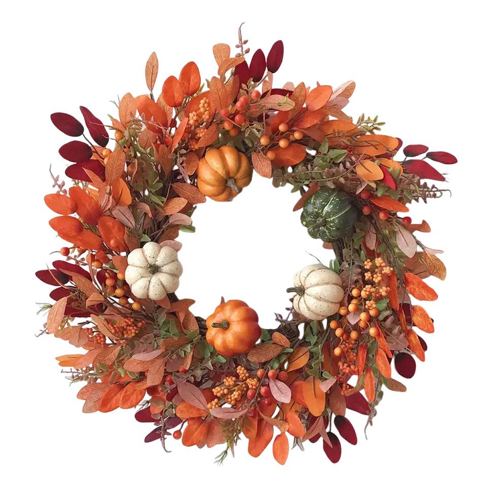 Kunstkranz 45/55 cm Herbstkranz, Herbstfarben Kürbis günstig online kaufen