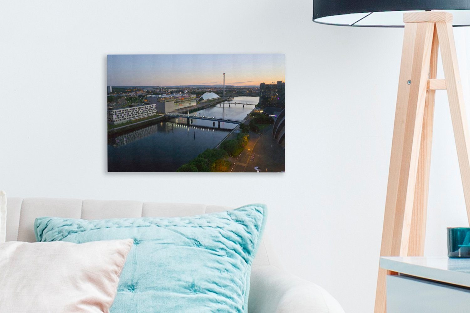 (1 Fluss Leinwandbilder, St), - Glasgow Schottland, Wandbild OneMillionCanvasses® 30x20 cm Wanddeko, Aufhängefertig, - Leinwandbild