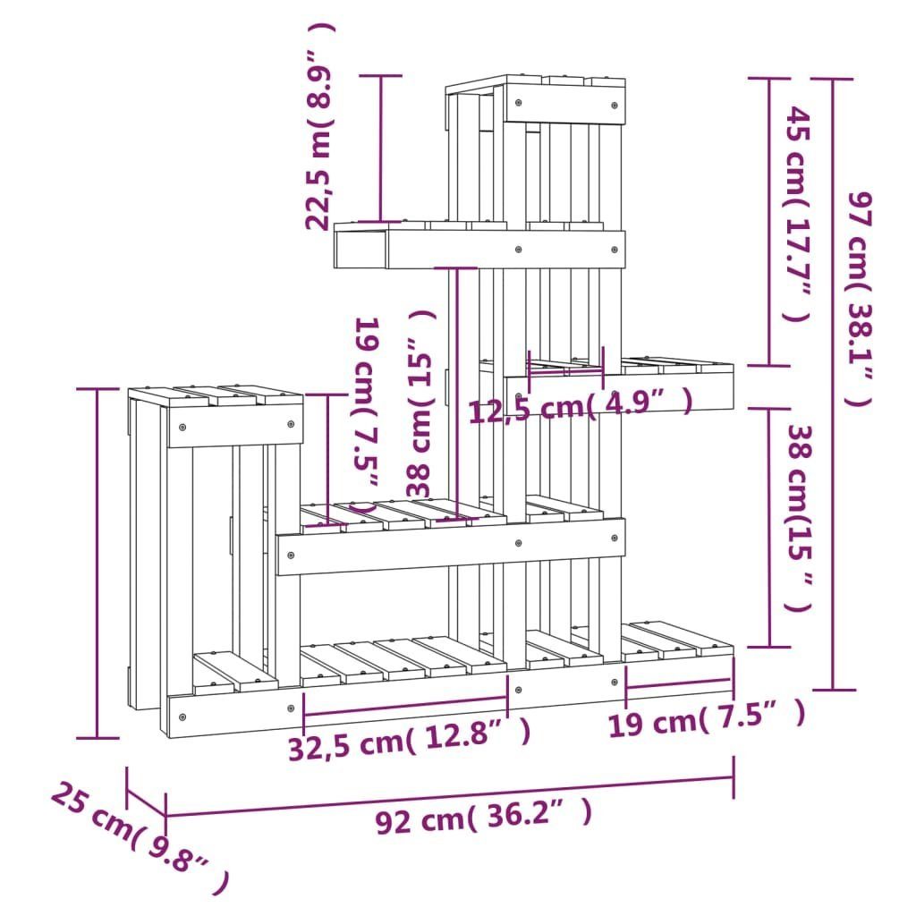 Kiefer St) Weiß Blumenständer cm Massivholz 92x25x97 (1 vidaXL Pflanzenständer