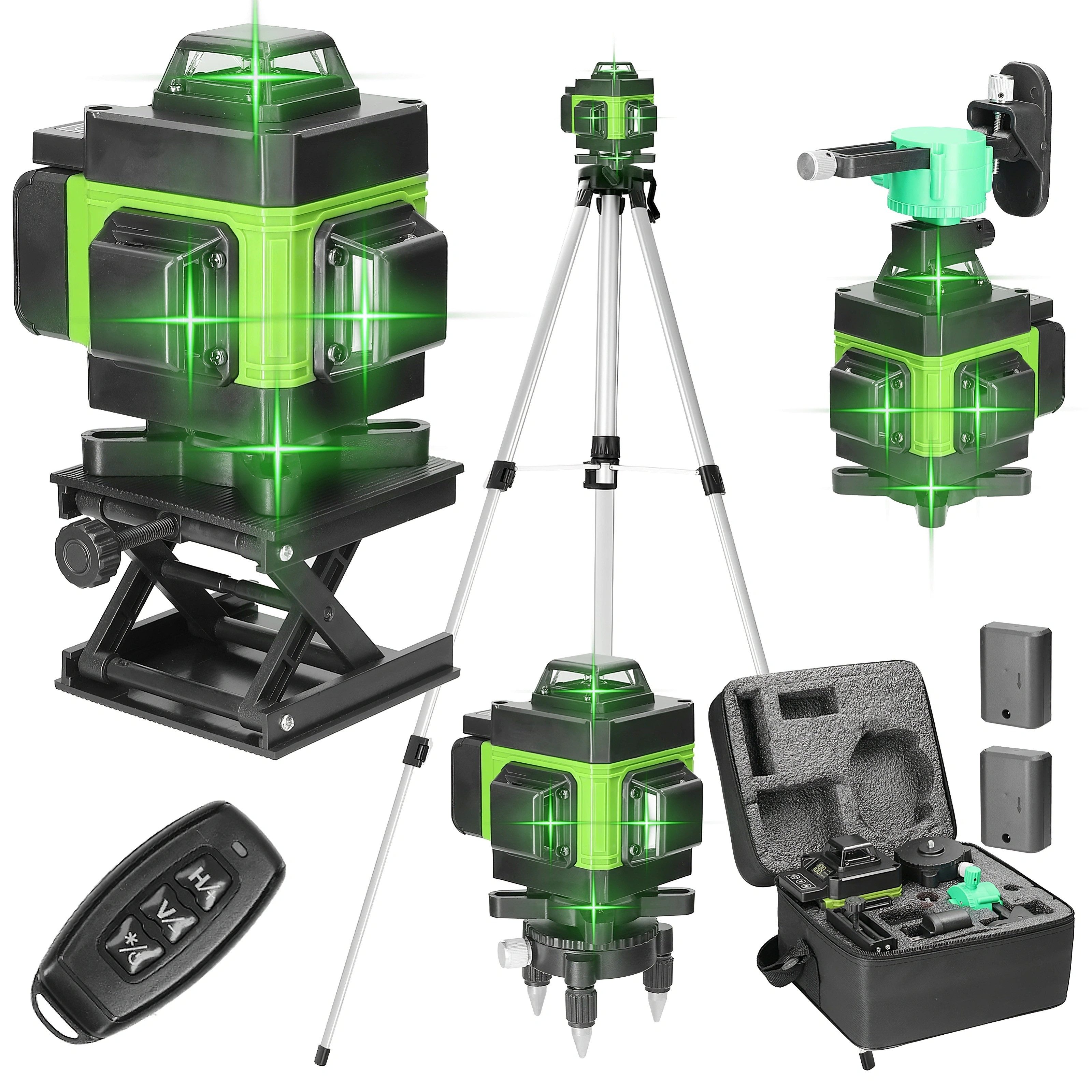 GARRYFIZH Laserwasserwaage Multifunktionales 4D 16 Linien Laser Level Laser-Nivelliergerät, mit 1.2m Stativ Vertikale Horizontale Neigungslinien