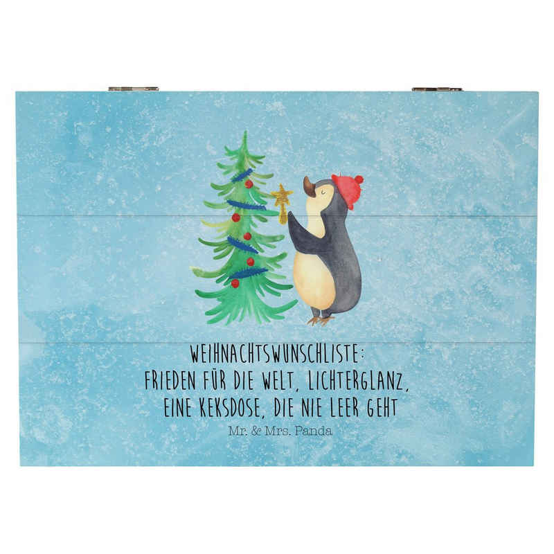 Mr. & Mrs. Panda Dekokiste Pinguin Weihnachtsbaum - Eisblau - Geschenk, Weihnachten, Truhe, Wint (1 St)