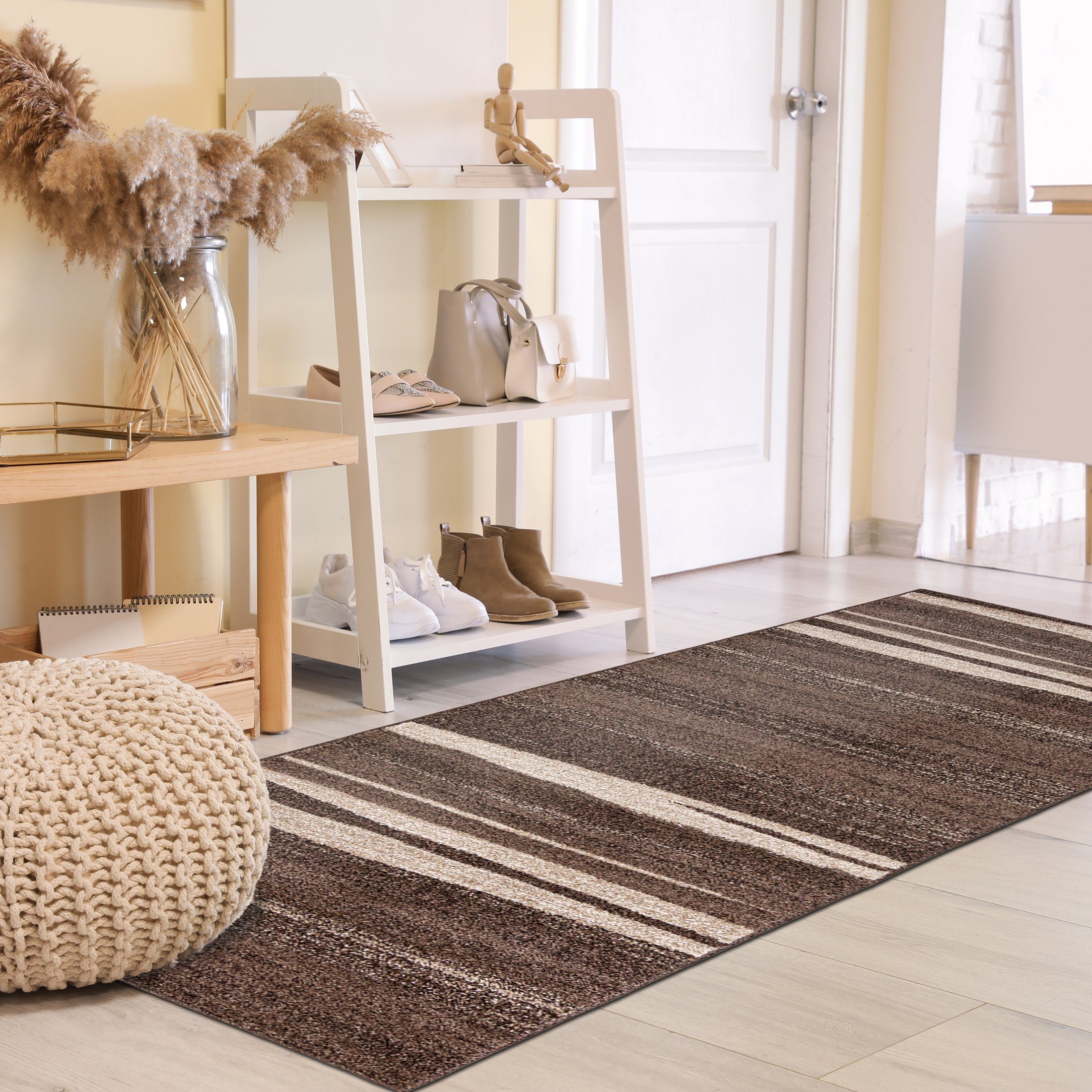 Mazovia Läufer Läufer Flurläufer Modern für Vorzimmer, Küche - Braun, 70 x 100 cm, Kurzflor, Meterware, Höhe 10 mm