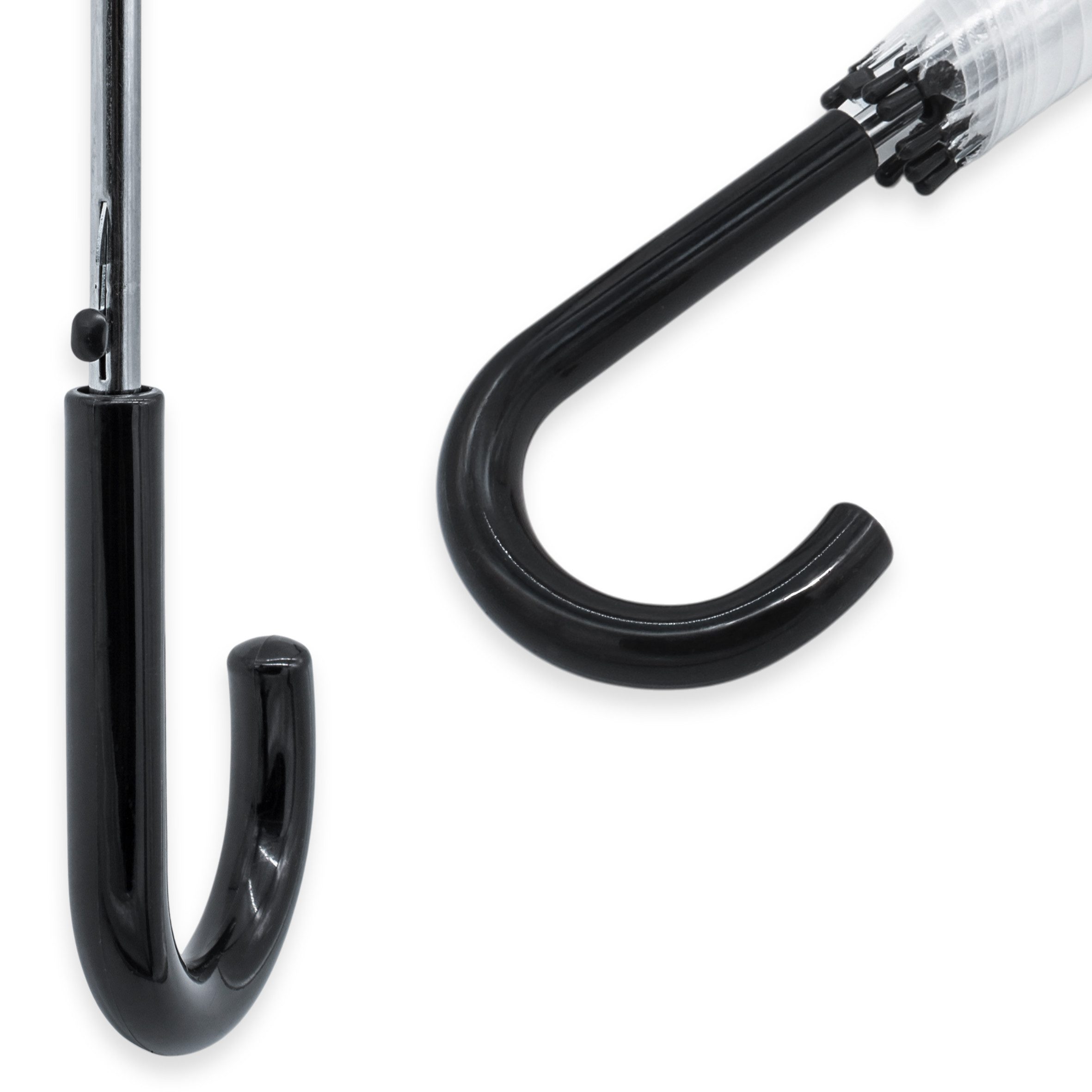 Spetebo Regenschirm-Wanderstock Regenschirm transparent mit Druckknopf - 100 cm, mit Easy Open Knopfdruck