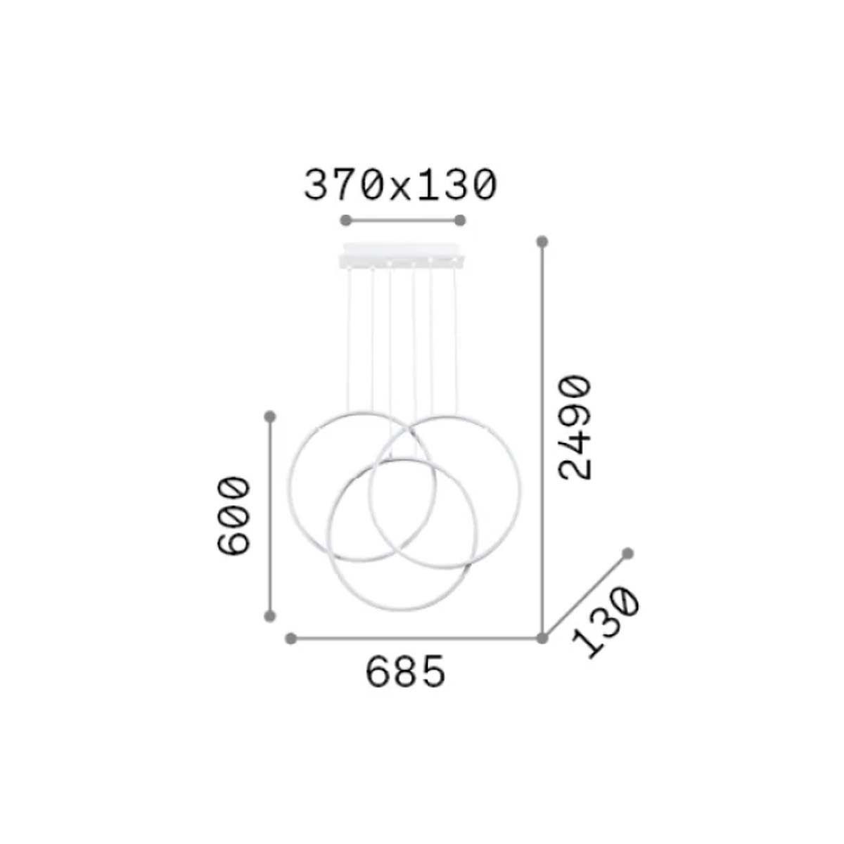 Ideal Lux Pendelleuchte Frame SP cerchio 3000K Pendelleuchte, L: 68,5 cm, H: 60 cm, Schwarz, LED fest integriert, Extra-Warmweiß, Hängeleuchte