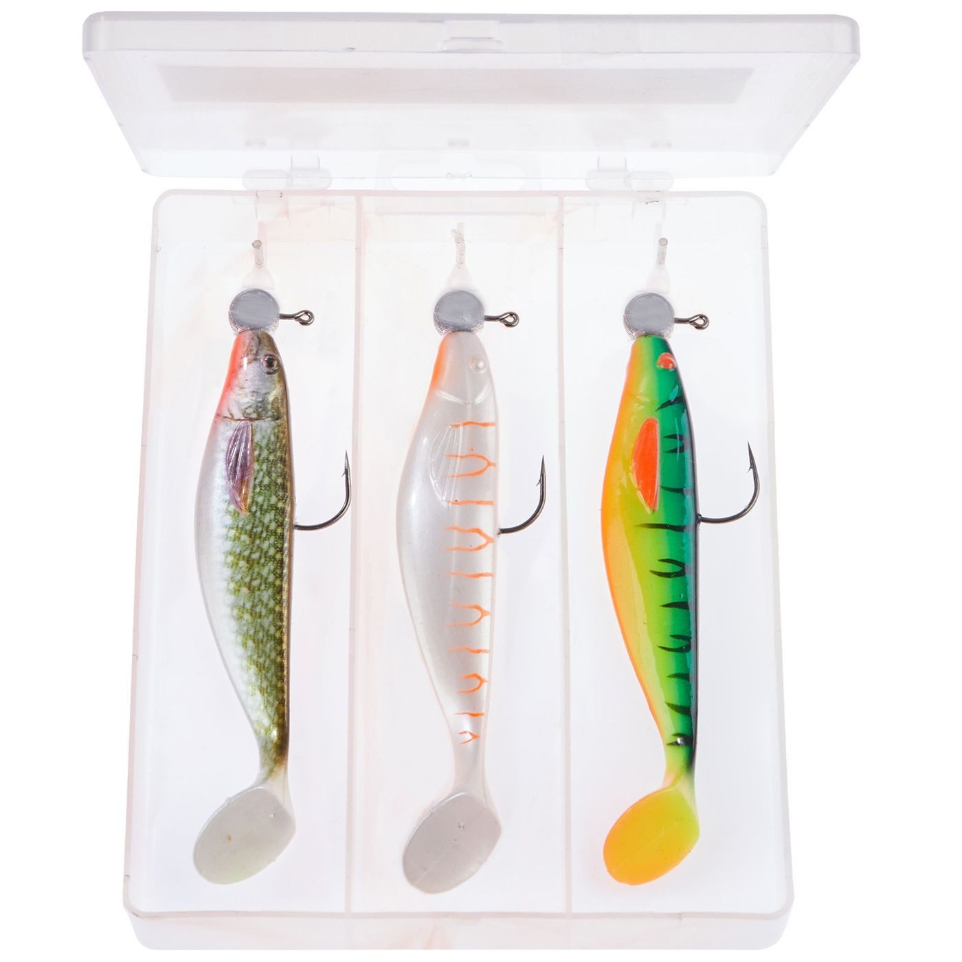 Kunstköder Balzer MK Pike Box 4 - 3 Gummifische + 3 Jigköpfe