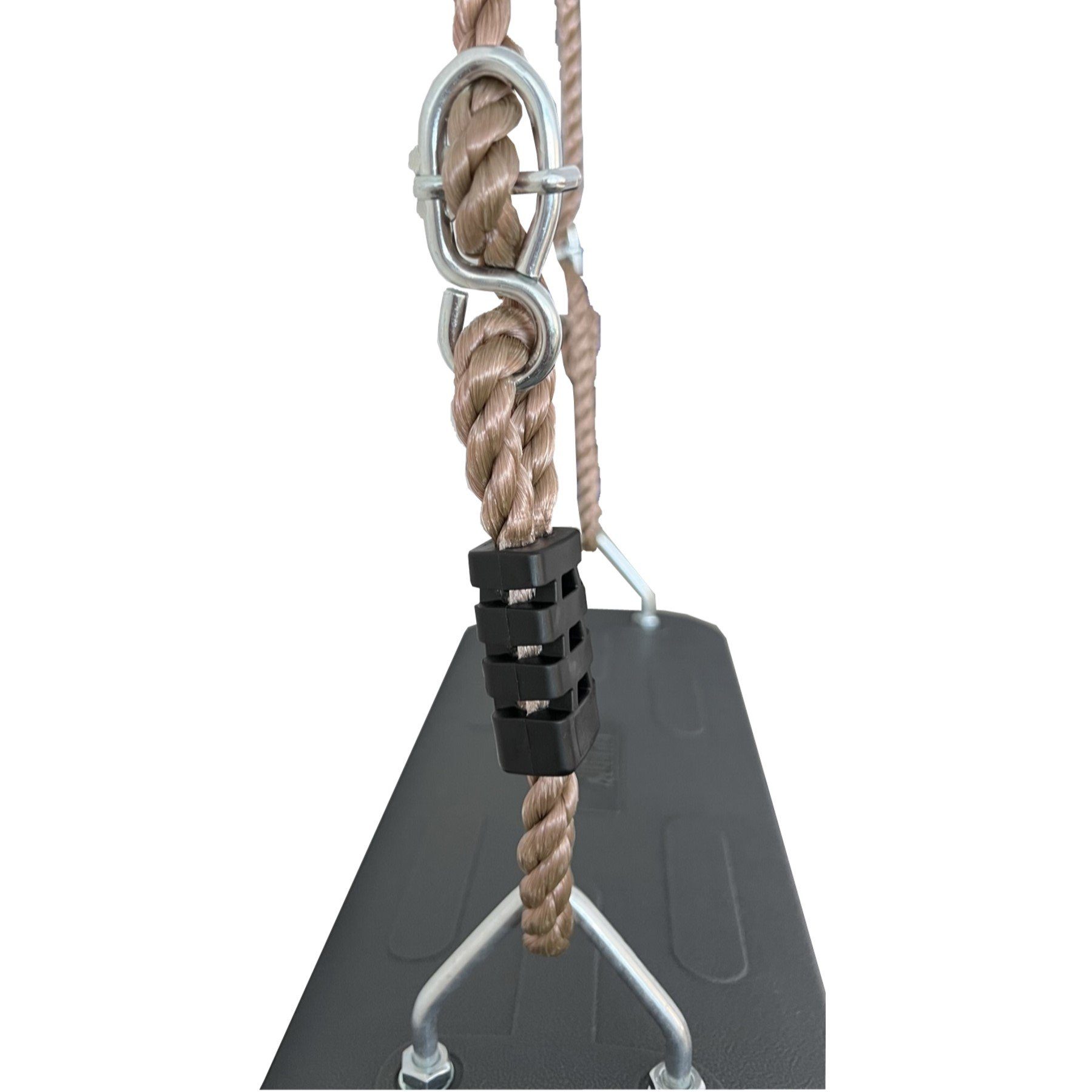 Loggyland Einzelschaukel Gummi 2m mit Seil mit Metallplatte, Kinderschaukelsitz, (höhenverstellbar bis 2,5 m Balkenhöhe, grau, Komplett-Set), Schaukelsitz, Schaukelbrett, mit Metalleinlage