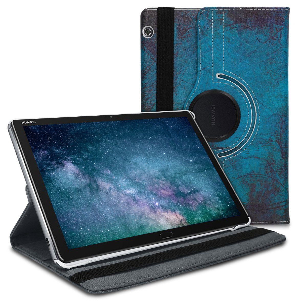 kwmobile Tablet-Hülle, Hülle für Huawei MediaPad T5 10 - 360° Tablet  Schutzhülle Cover Case - Anker Landkarte Design