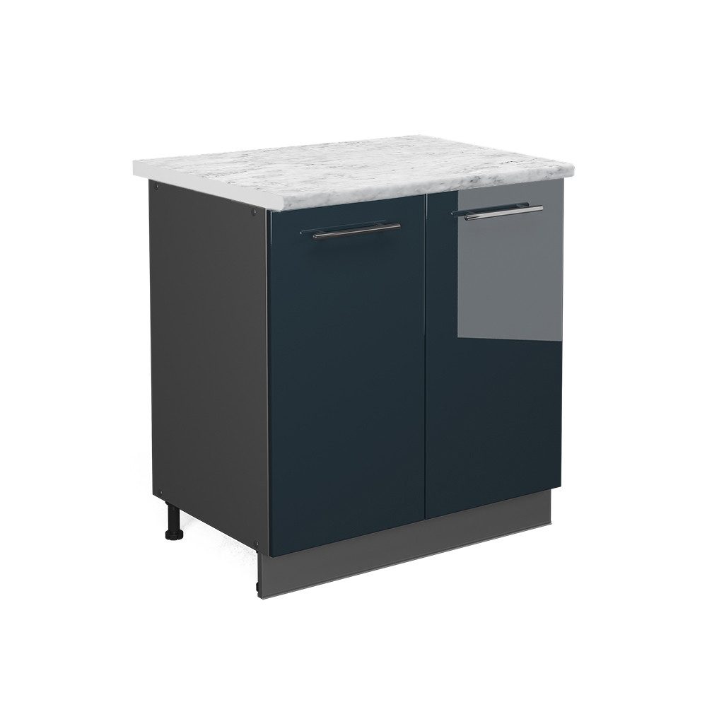 Vicco Spülenunterschrank Fame-Line, Dunkelblau Hochglanz/Anthrazit, 80 günstig online kaufen