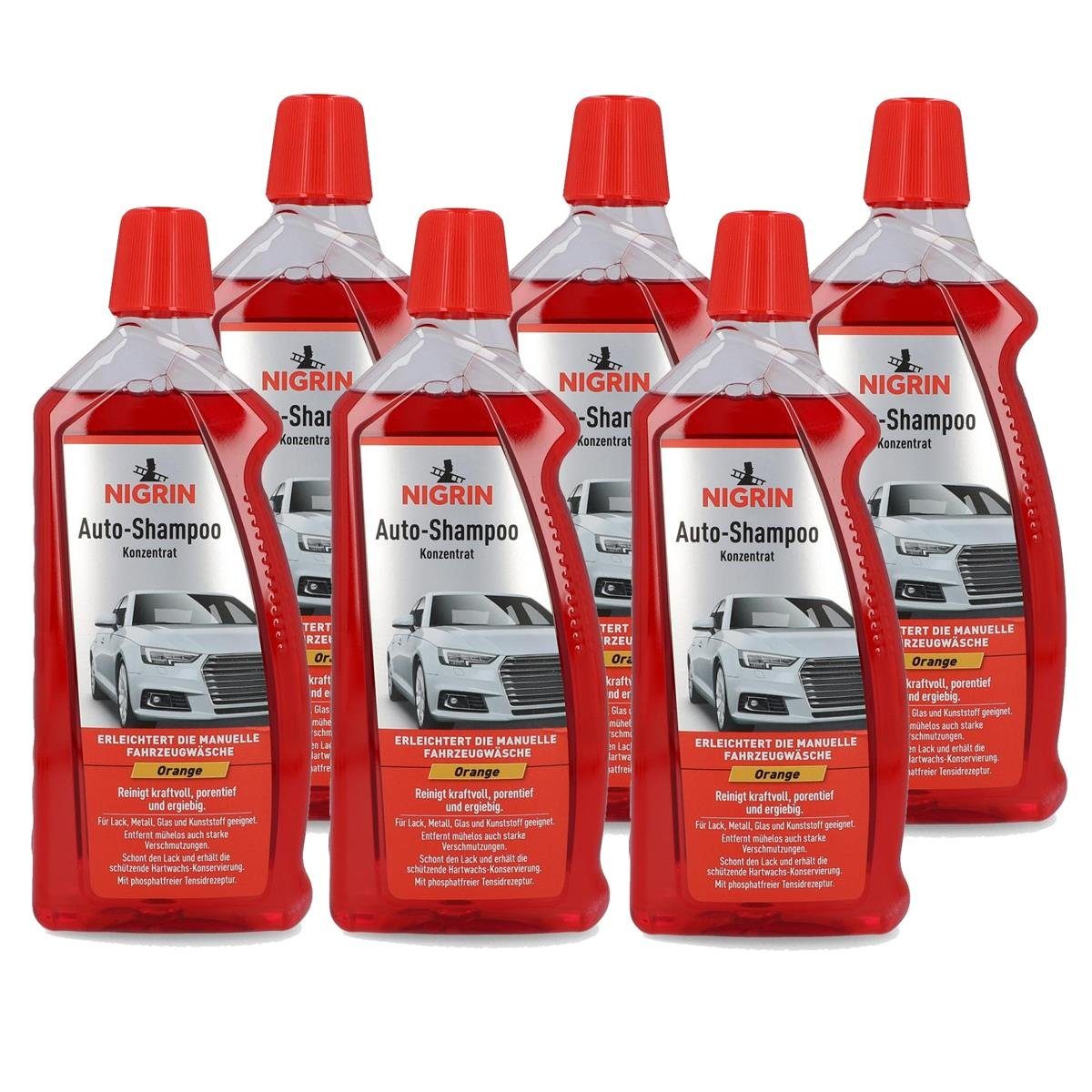 NIGRIN NIGRIN Shampoo Konzentrat Orange 1L für die Autowäsche (6er Pack)  Auto-Reinigungsmittel
