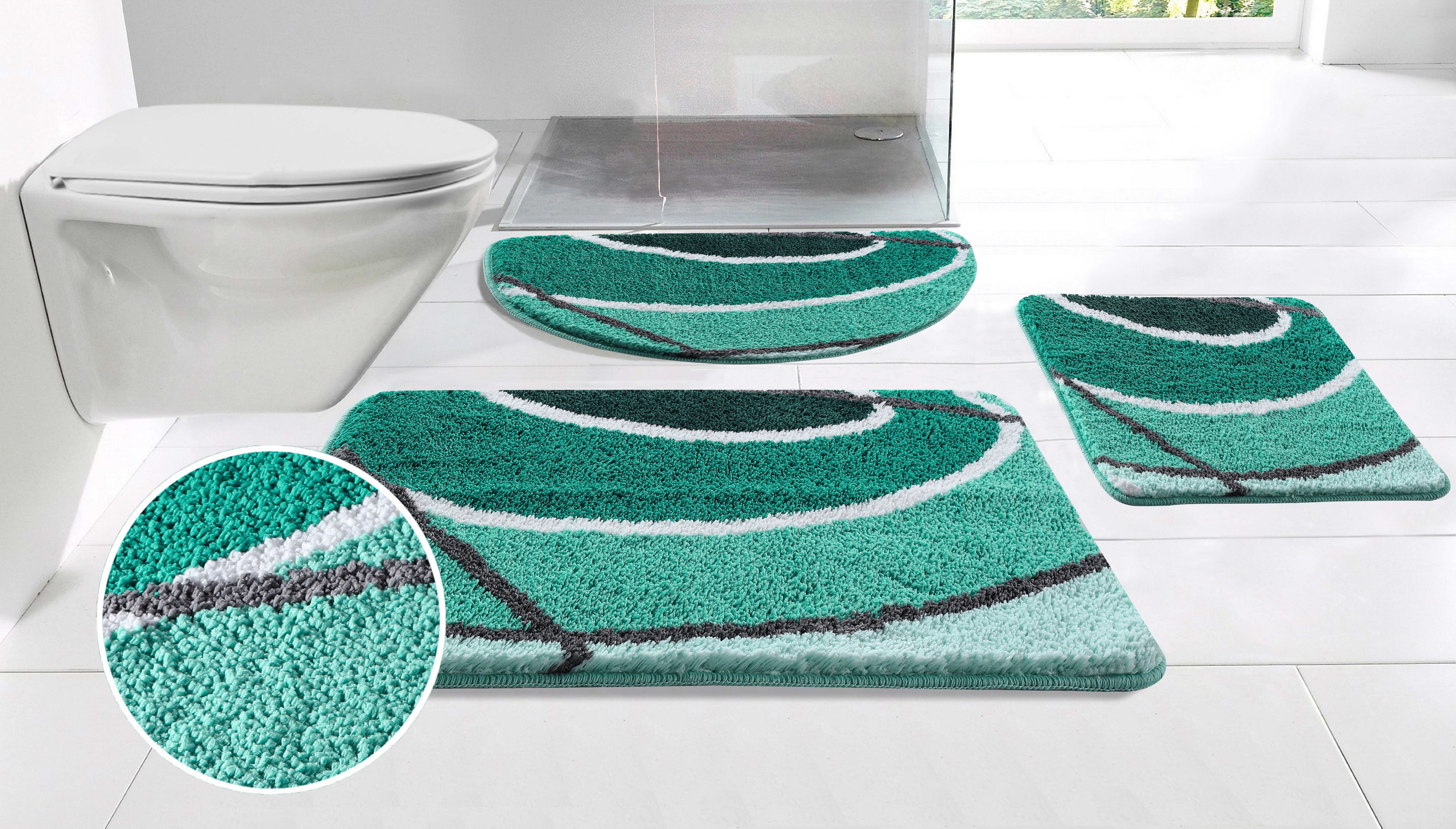 my home Badematte Juna mit Muster, Badvorleger, Badezimmer Teppich, Duschvo günstig online kaufen