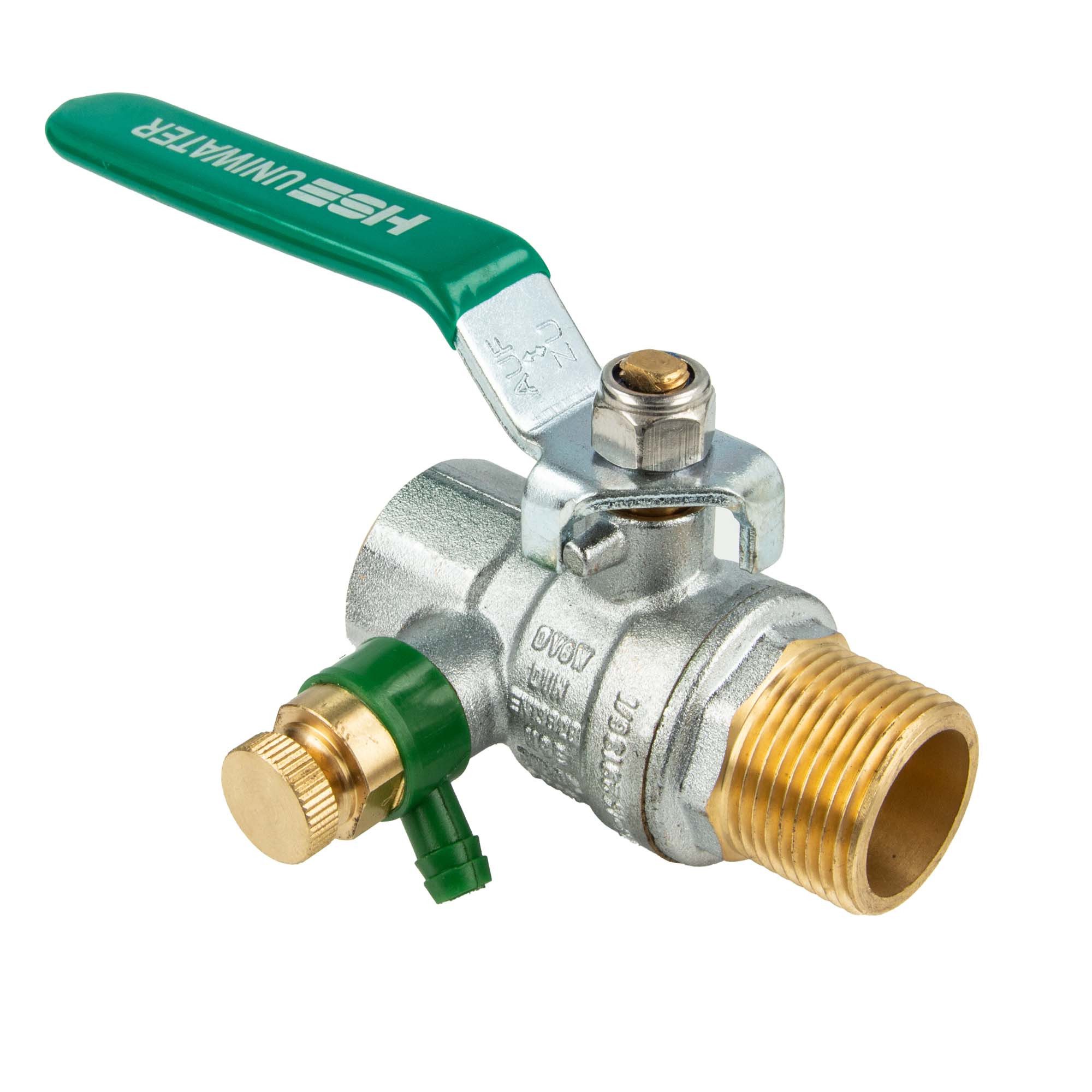 Hermann Schmidt Kugelhahn UNIWATER Trinkwasser-mit Entleerung, Aussen x IG, Typ 1489, Zulassungen: DVGW für Trinkwasser