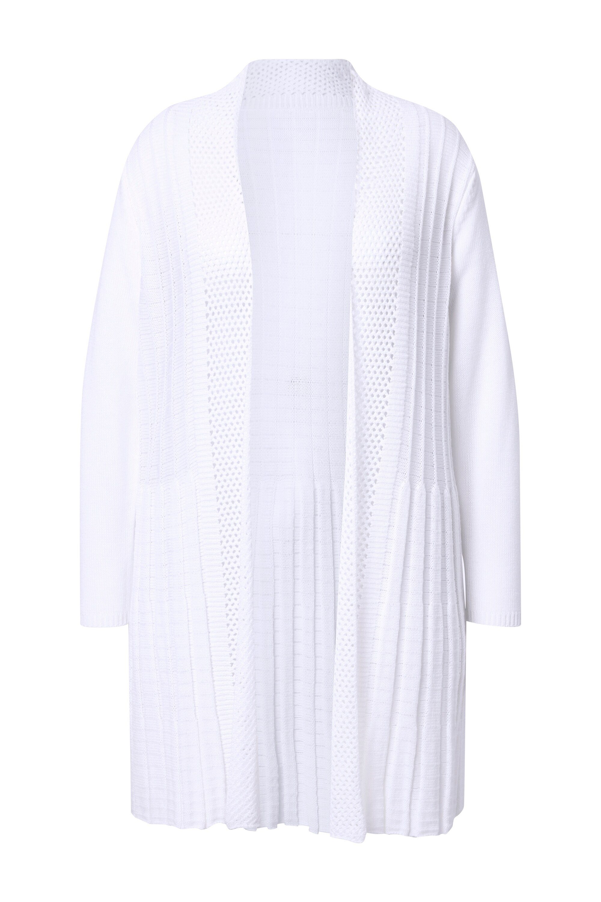 MIAMODA Strickjacke Strickjacke längere A-Linie Strukturmix Wellensaum günstig online kaufen