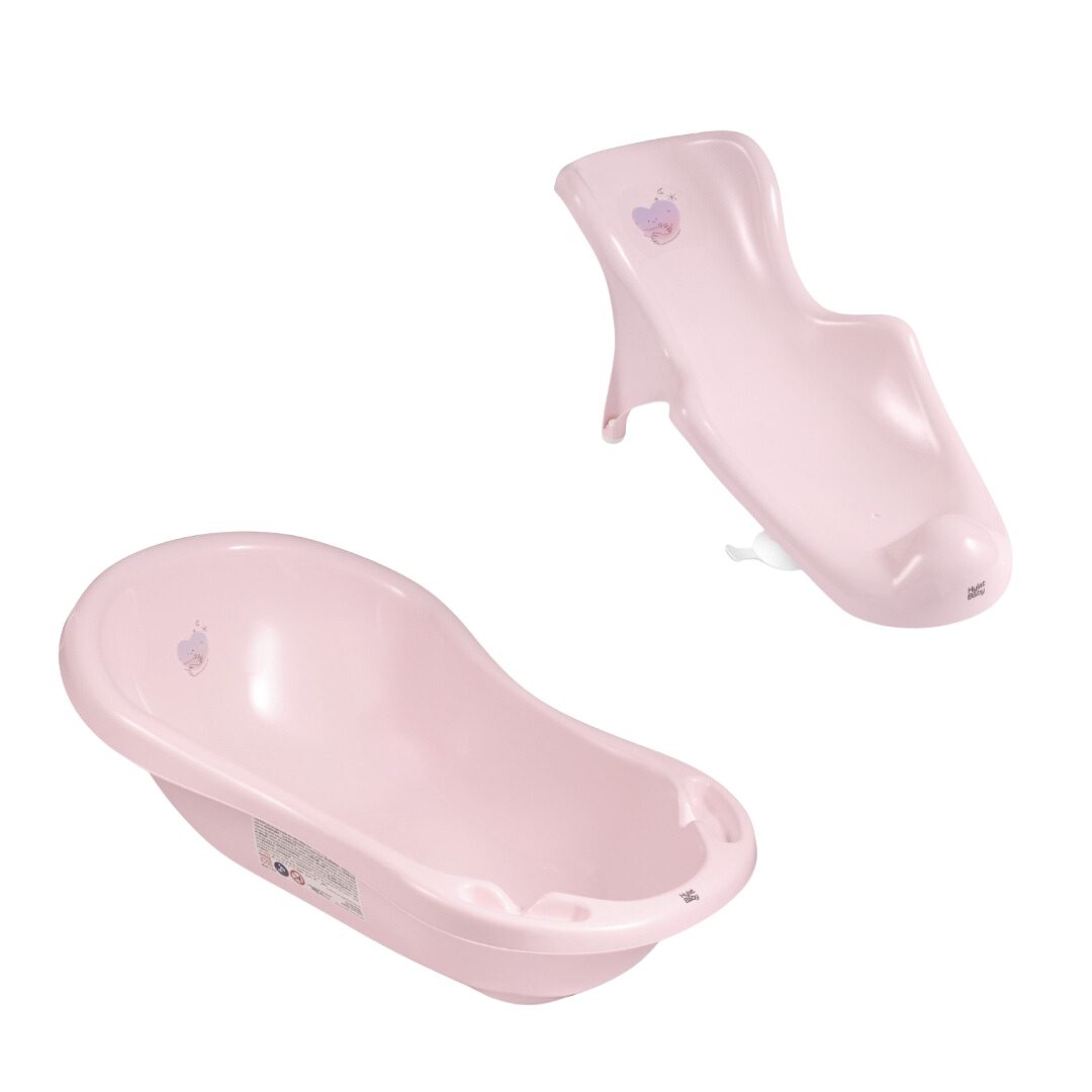Hylat Baby Babybadewanne Hylat Baby Badewanne Set - für Neugeborene und Babys – Lite, Hug Me, (2-teiliges SET, 2-tlg), Babywanne, Sitz – Rosa