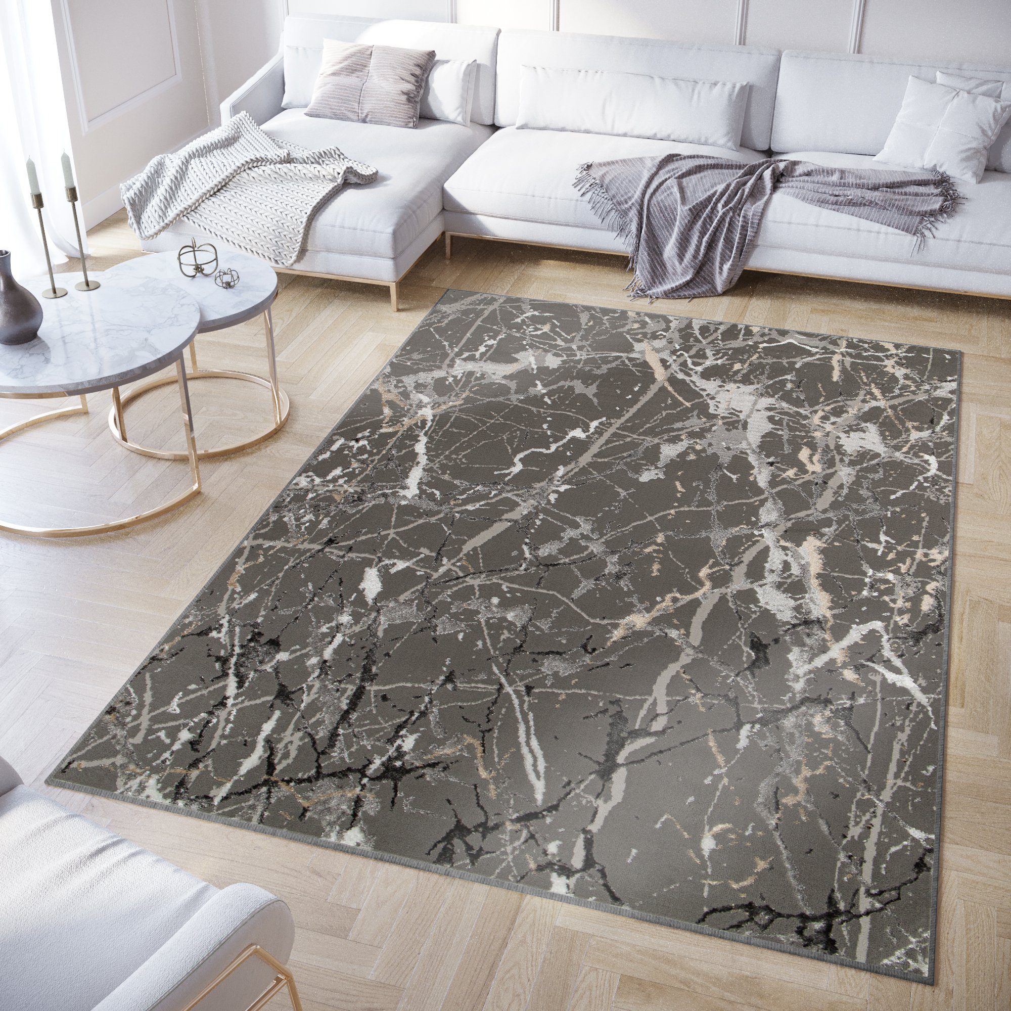 Tapiso Designteppich CRYSTAL, rechteckig, Höhe: 8 mm, Kurzflor mit Schimmereffekt, Wohnzimmer Schlafzimmer Esszimmer