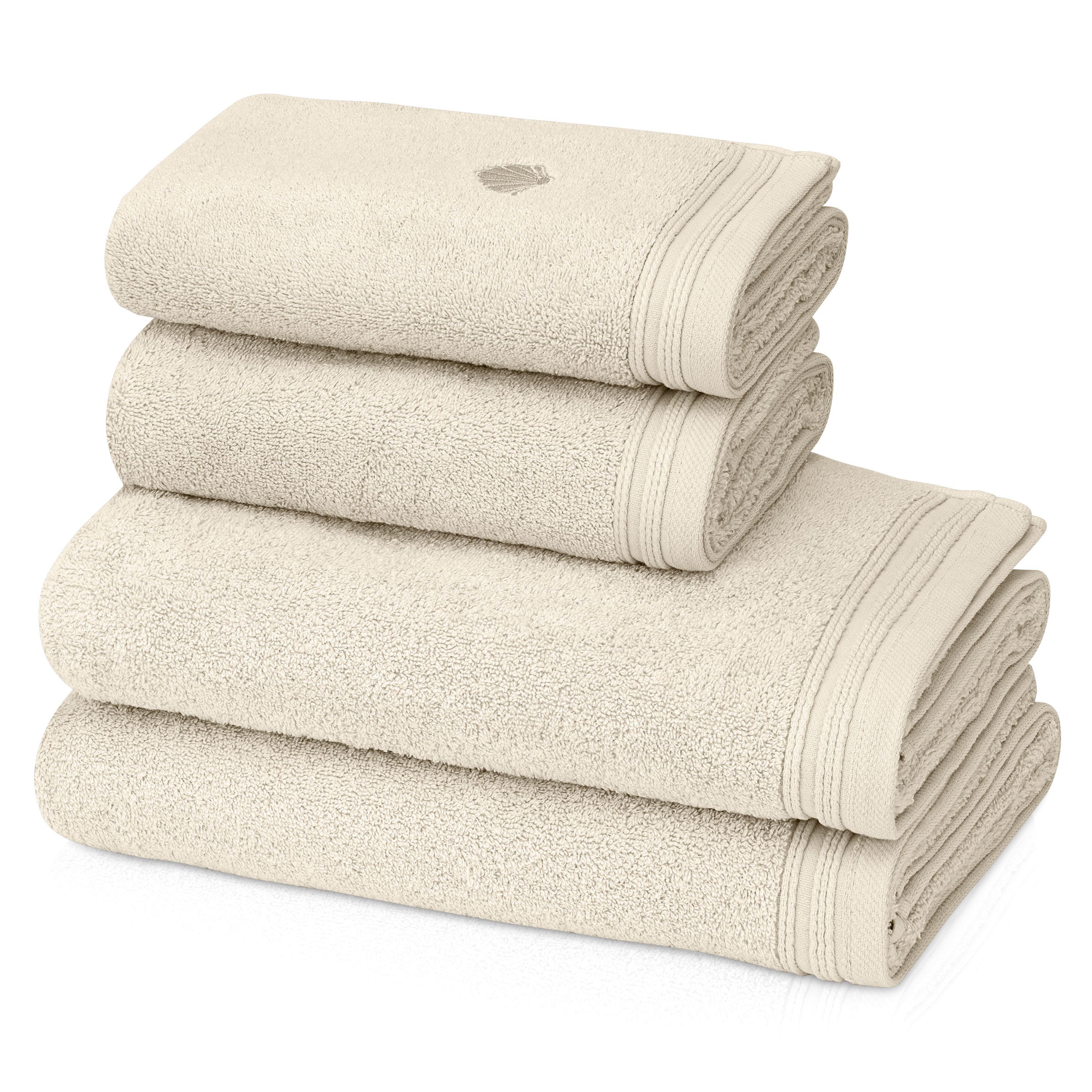 KLASBROOK Handtuch Set Linnea, (2-tlg), 2, 4 oder 6 teiliges Luxus Set, 100% Baumwolle, extra flauschig 05 Sand