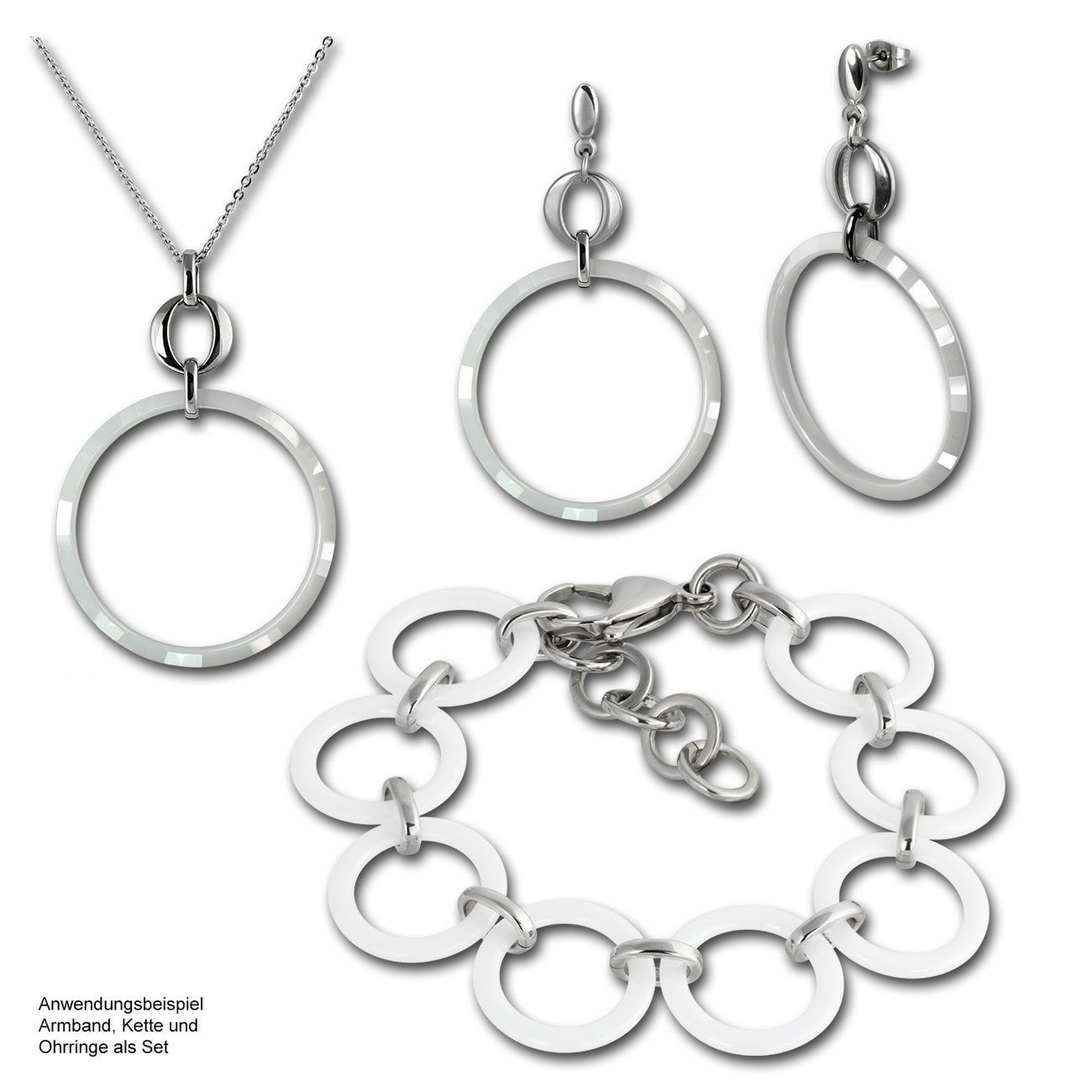 Amello Edelstahlarmband Amello Circle für Edelstahl Armband Armbänder (Stainless weiß (Armband), Steel) Damen silber