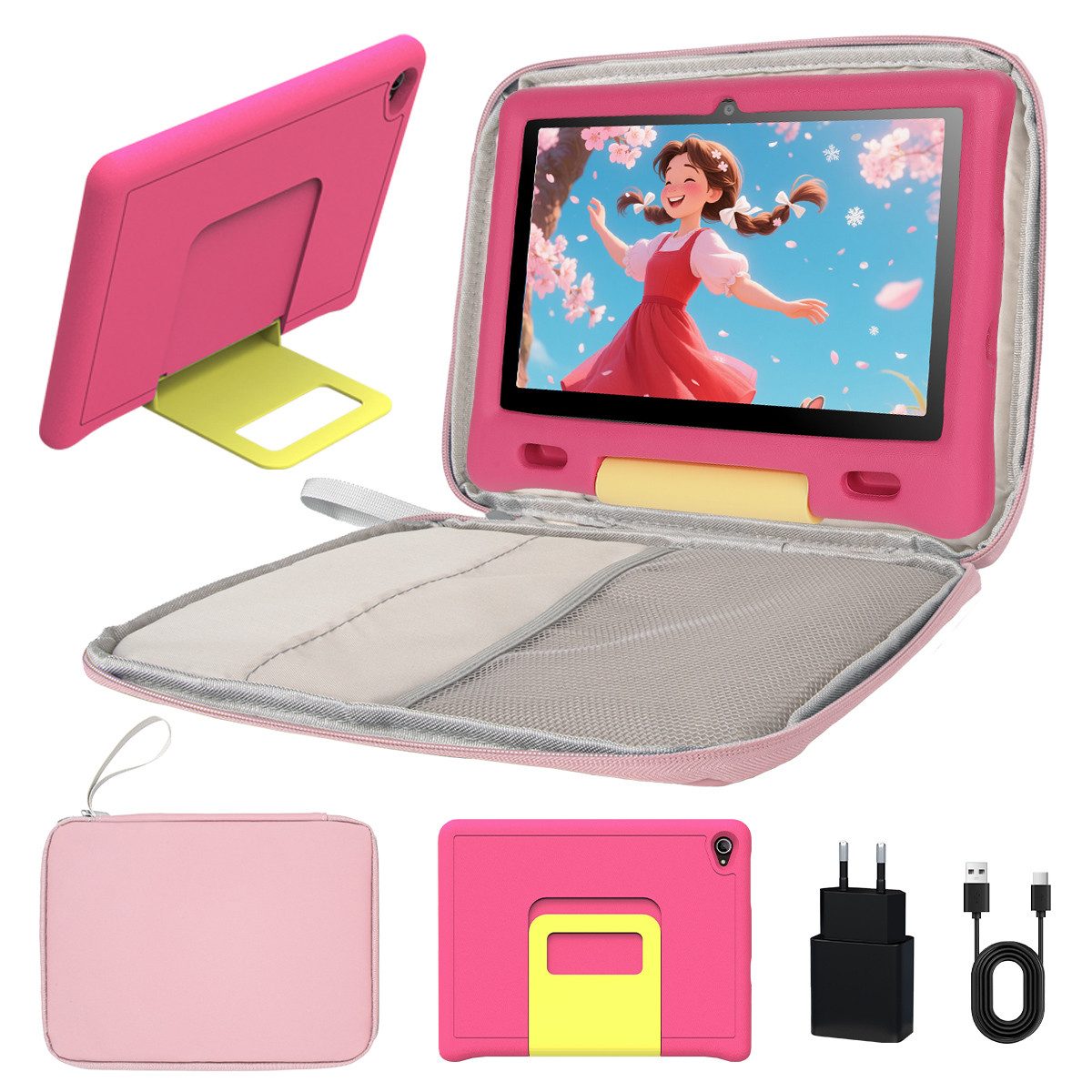 BUFO 10,1 Zoll Android 15 Octa Core 128 GB HD IPS Elternkontrolle Kinder Tablet (10,1", 128 GB, Android, WiFi 6, HD IPS 1280x800, WiFi 6 BT 5.3, 5000mAh, mit Tasche)