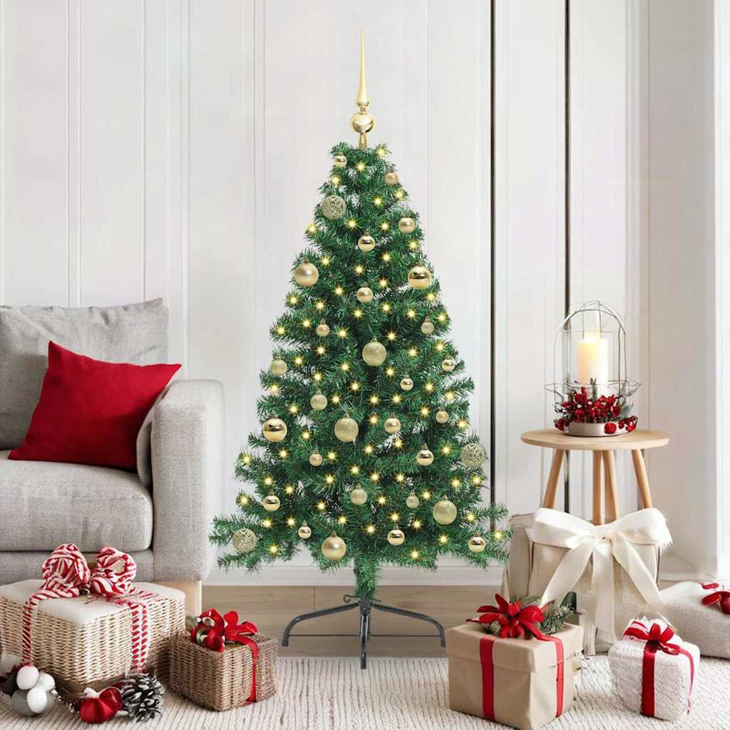 Künstlicher Weihnachtsbaum Grün 150 cm mit warmweißen LED-Lichtern
