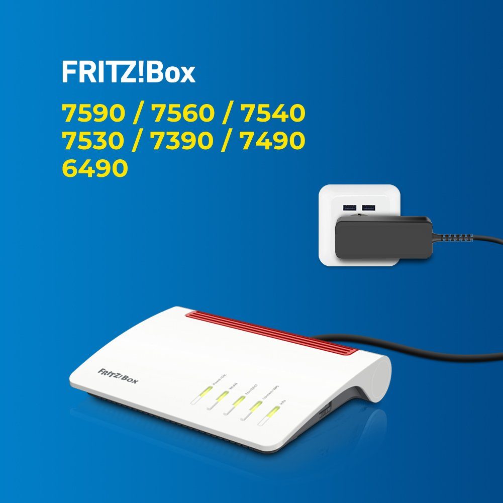 HKY 12V AC DC Adapter für AVM Fritz!Box 7590 7560 7540 7530 7390 Universal-Netzteil (Router, Embedded-Systeme, Bildschirme, IT-Zubehör, Vodafone)