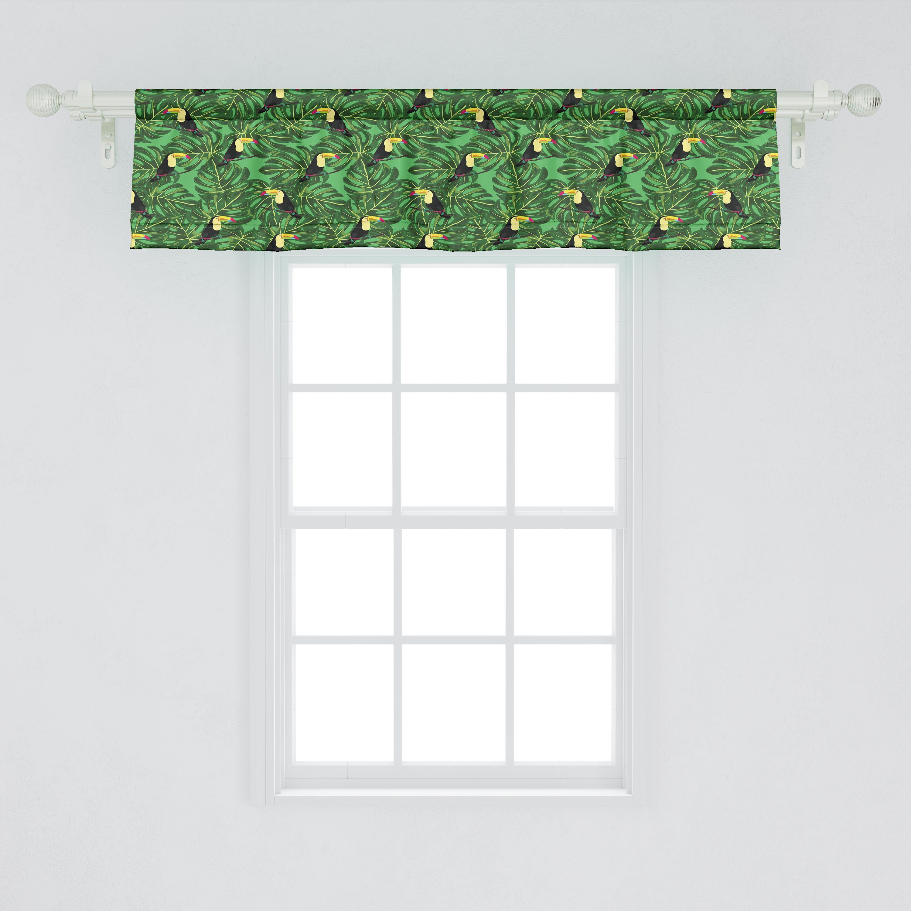 mit Abakuhaus, Scheibengardine Vorhang auf Volant Stangentasche, Tropisch Dekor Microfaser, Toucan für Blätter Vögel Schlafzimmer Küche