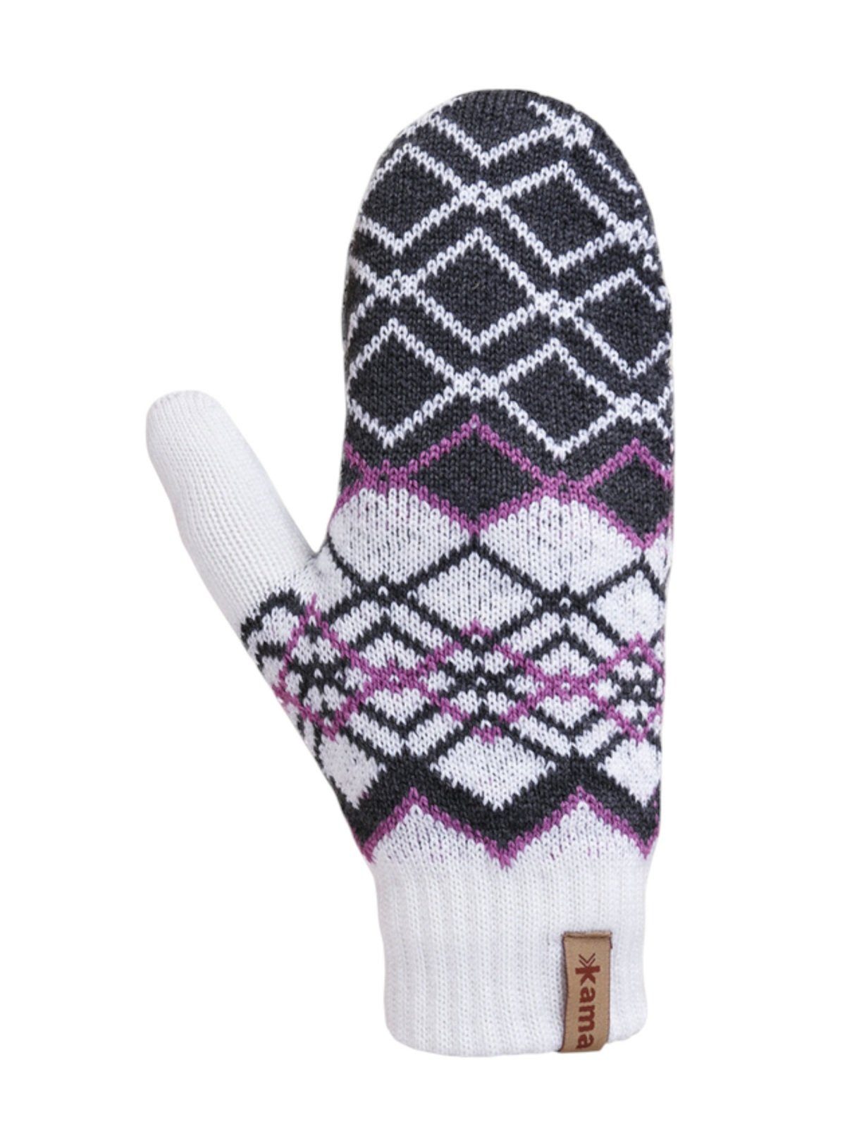kama Fäustlinge Winterhandschuhe R112 aus Merinowolle - weiss/grau - 1 Paar