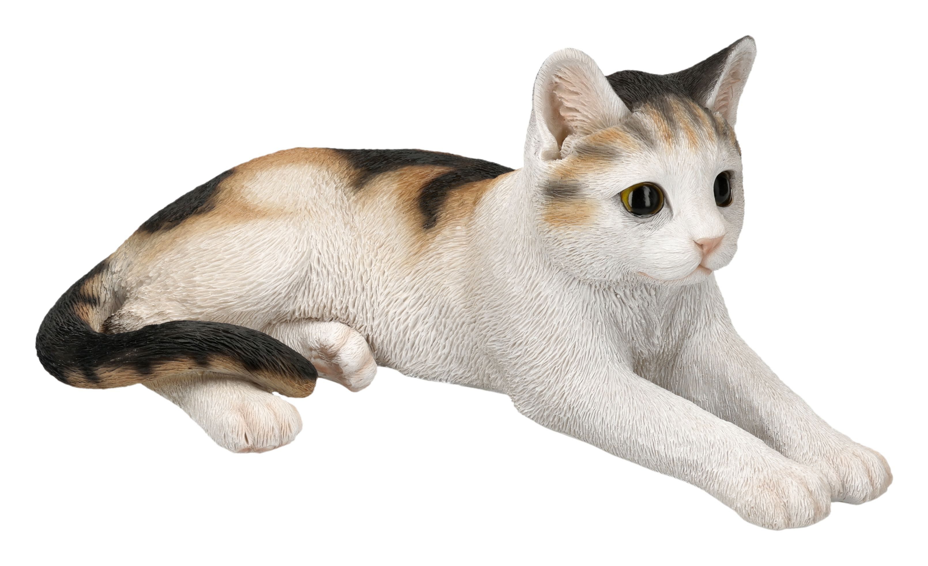 Figuren Shop GmbH Tierfigur Glückskatze Figur – liegende Katzen Dekofigur Sammlerfigur 35 cm