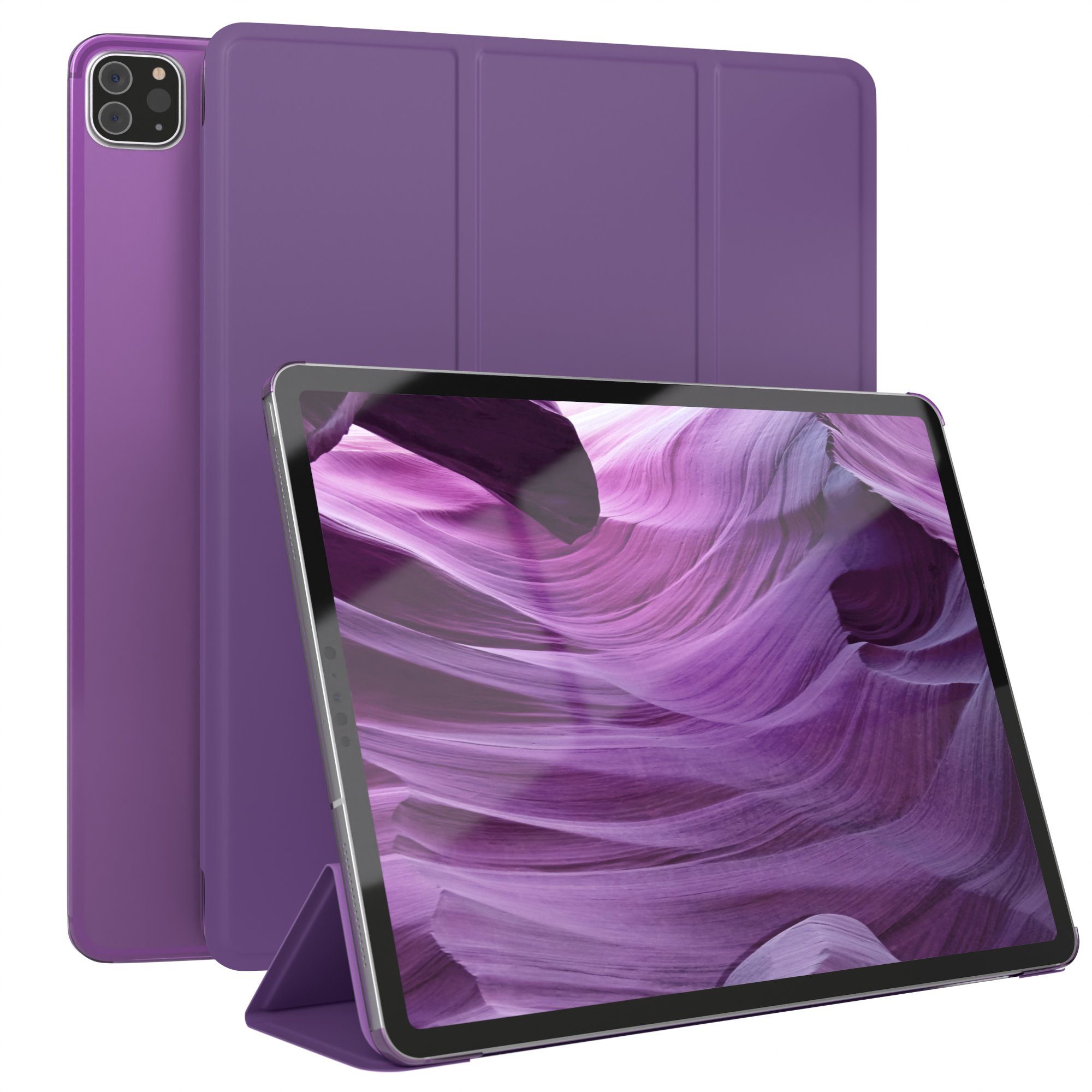 EAZY CASE Tablet-Hülle Smart Case für iPad Pro 12,9" 3./ 4./ 5./ 6. Gen. 12,9 Zoll, Tabletcover mit Stehfunktion Slim Sleep Wakeup Deckel Klappbar Violett