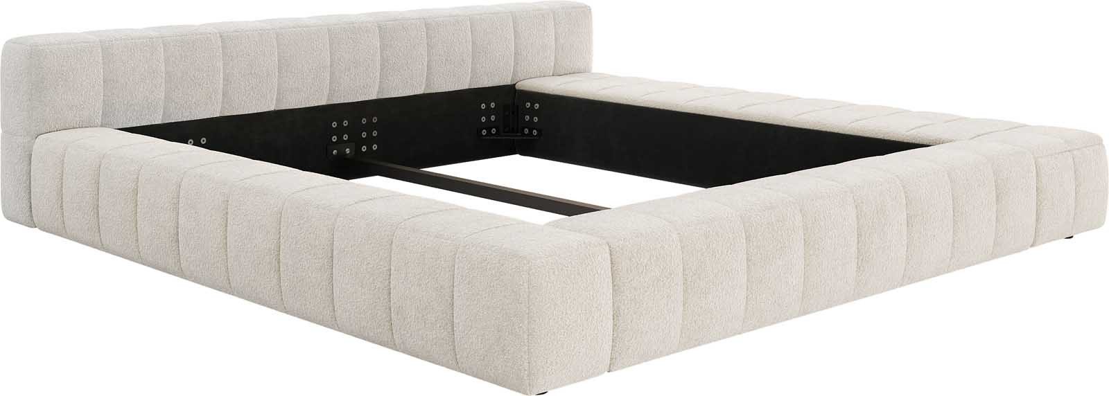 DELIFE Polsterbett Espazio, Bouclé Creme-Weiß 180x200 cm mit Stauraum