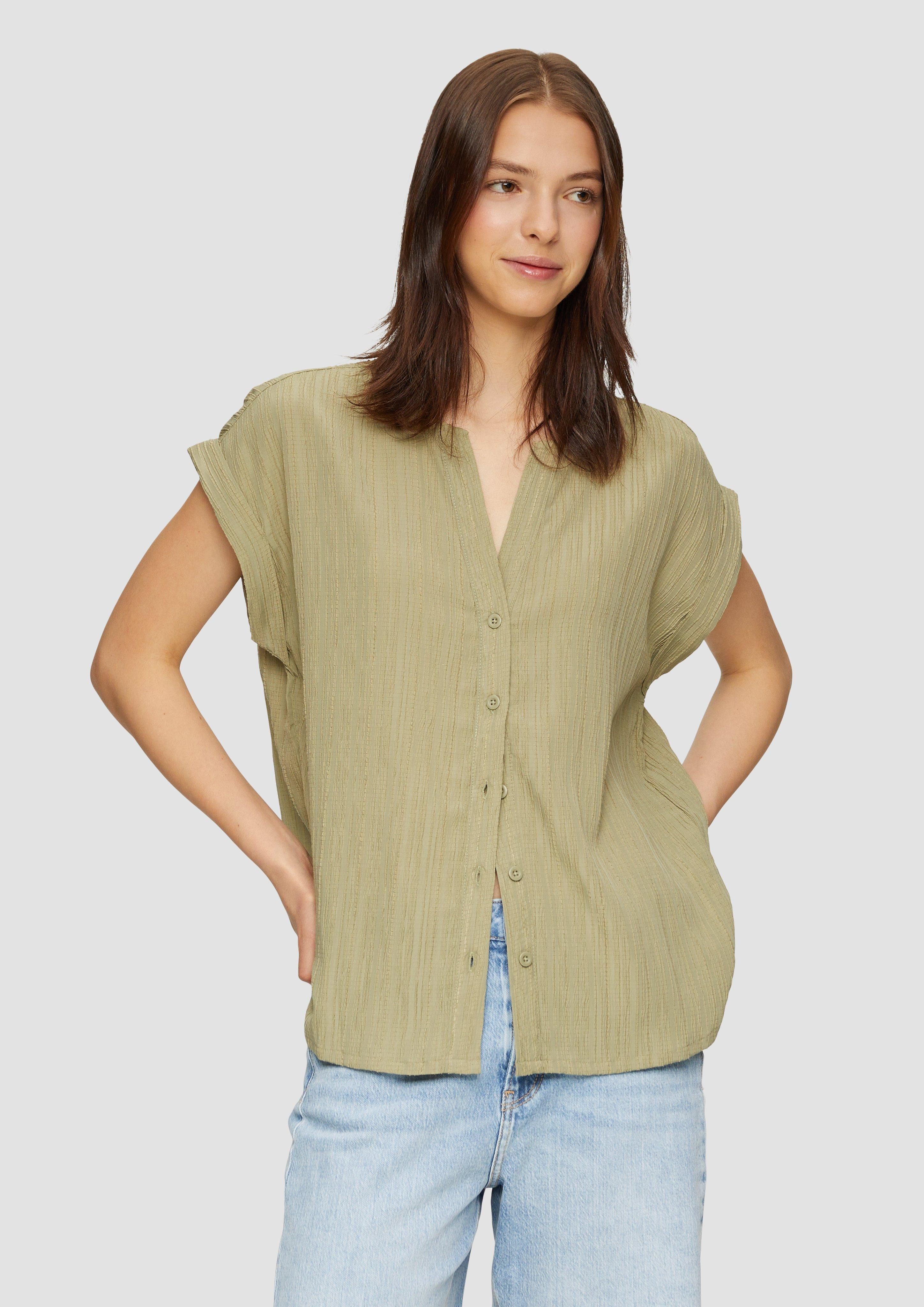 Kurzarmbluse Oversize-Bluse mit Strukturmuster