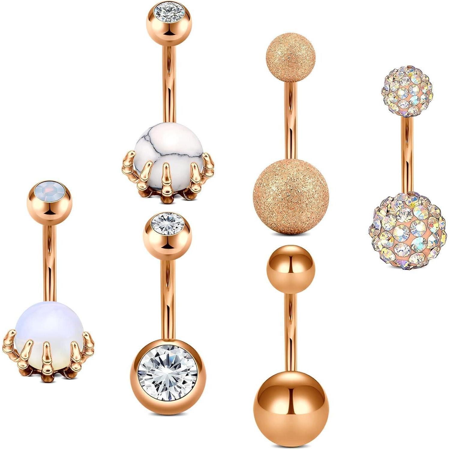 Bauchnabelpiercing Bauchnabelpiercing Set Chirurgenstahl Zirkonia Diamant 6er Piercing