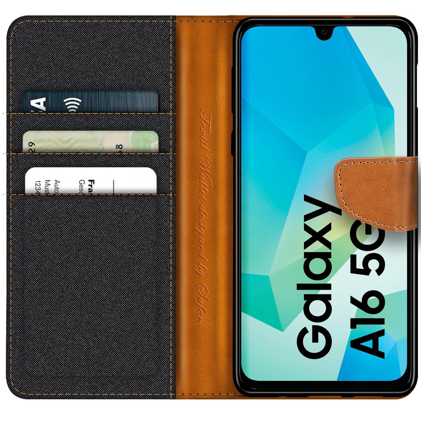 CoolGadget Handyhülle Denim Schutzhülle Flip Case für Samsung Galaxy A16 5G 6,7 Zoll, Book Cover Handy Tasche Jeans Hülle für Samsung A16 5G Klapphülle