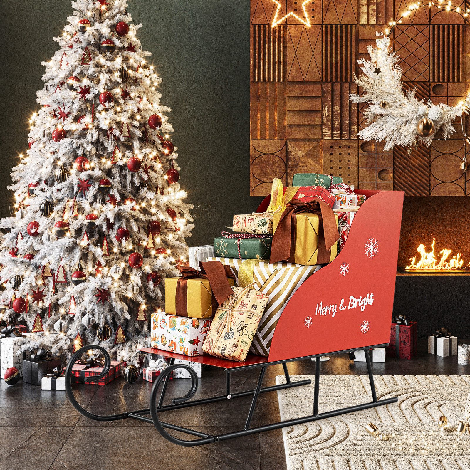 COSTWAY Weihnachtsfigur, Deko Schlitten für Weihnachten, Schlittenkorb, Wei günstig online kaufen