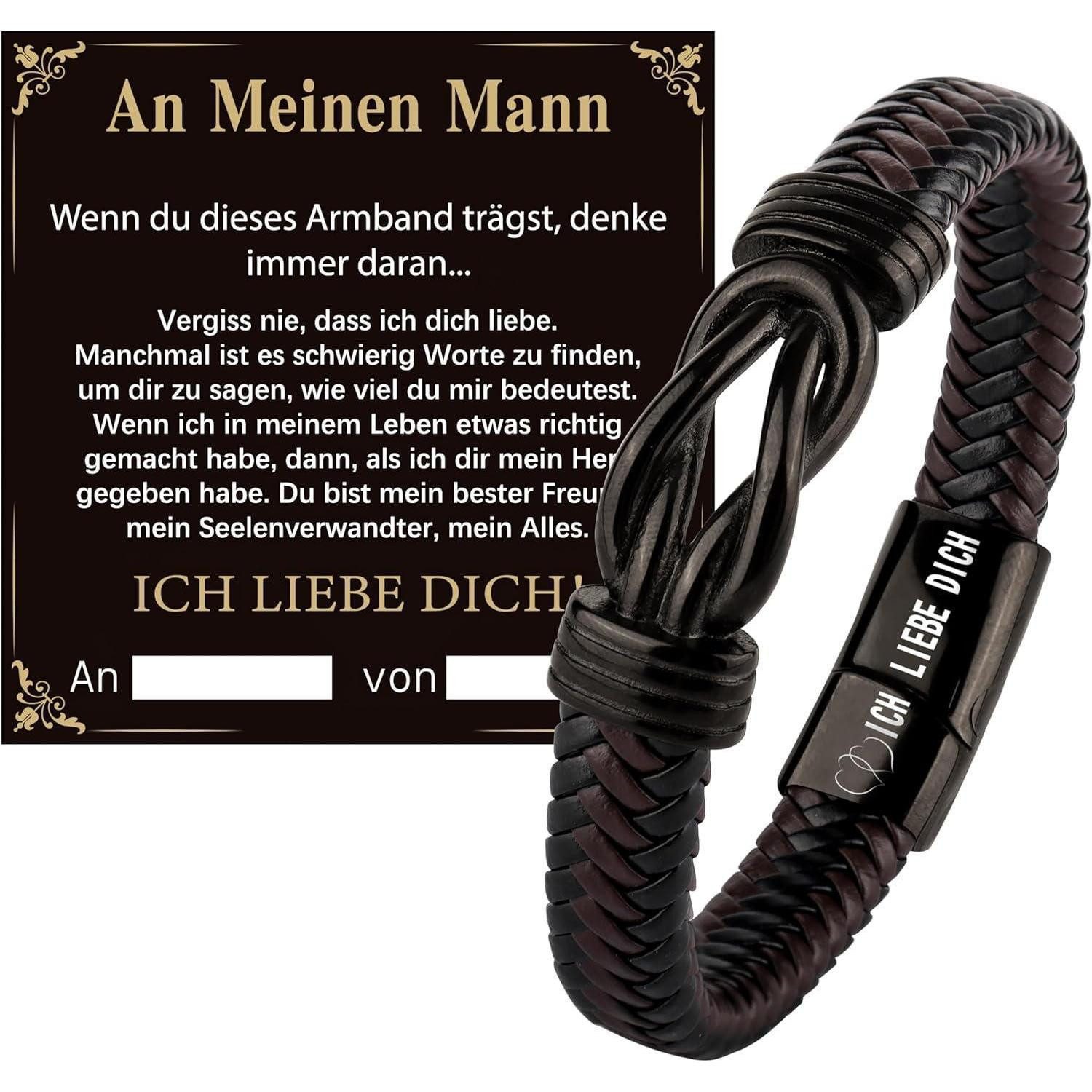 Merclix Lederarmband Valentinstag Geschenk Männer Armband Liebe Dich Jahrestag Weihnachten