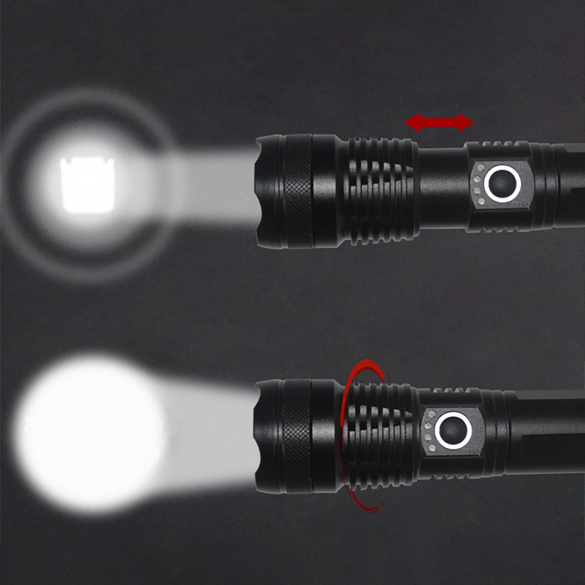 Wozinsky LED Taschenlampe WLT-15W, 1500 lm, variabler Fokus, Akkuanzeige und SOS-Modus
