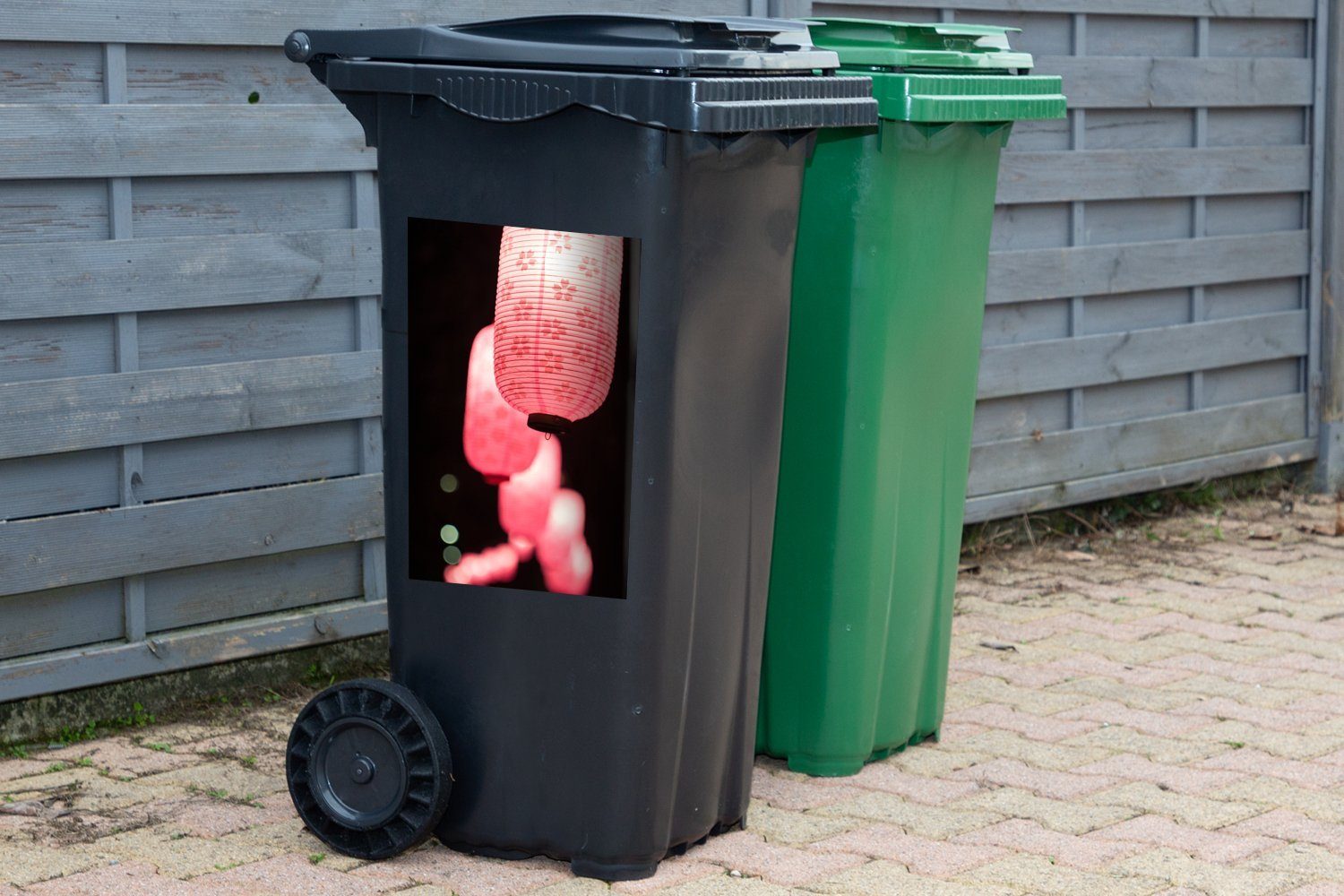 in Laternen Container, Reihe (1 Rosa Mülleimer-aufkleber, MuchoWow Wandsticker Abfalbehälter einer Mülltonne, St), Sticker,