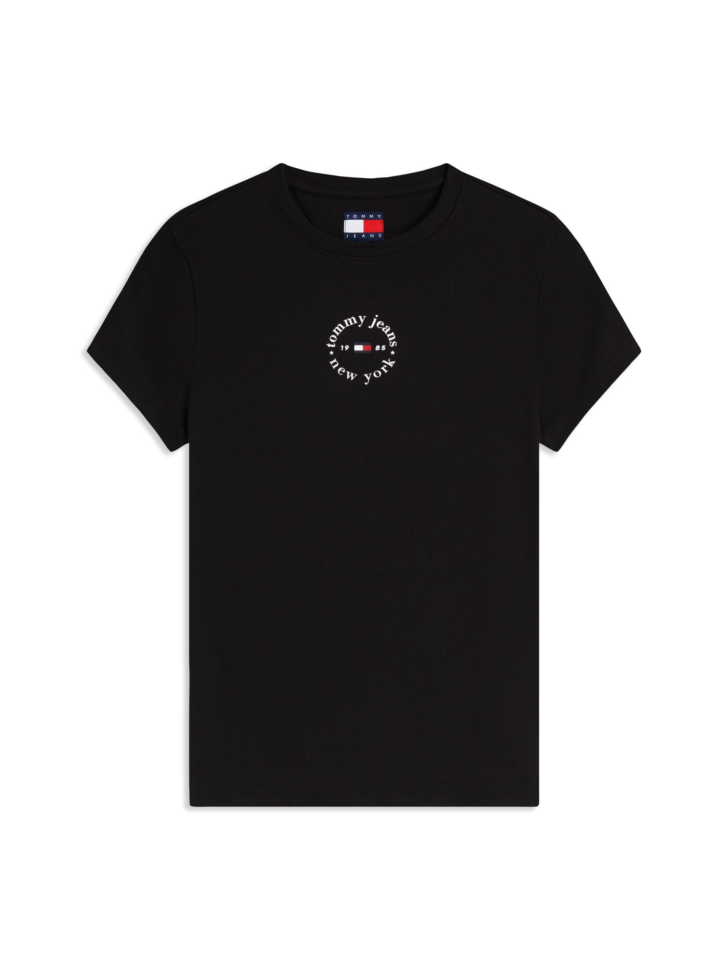 Tommy Jeans Kurzarmshirt TJW SLIM ESS LOGO2 RIB TEE EXT Baumwollmischung, slim fit, figurbetont, in gerippter Struktur – Bild 5 von 5